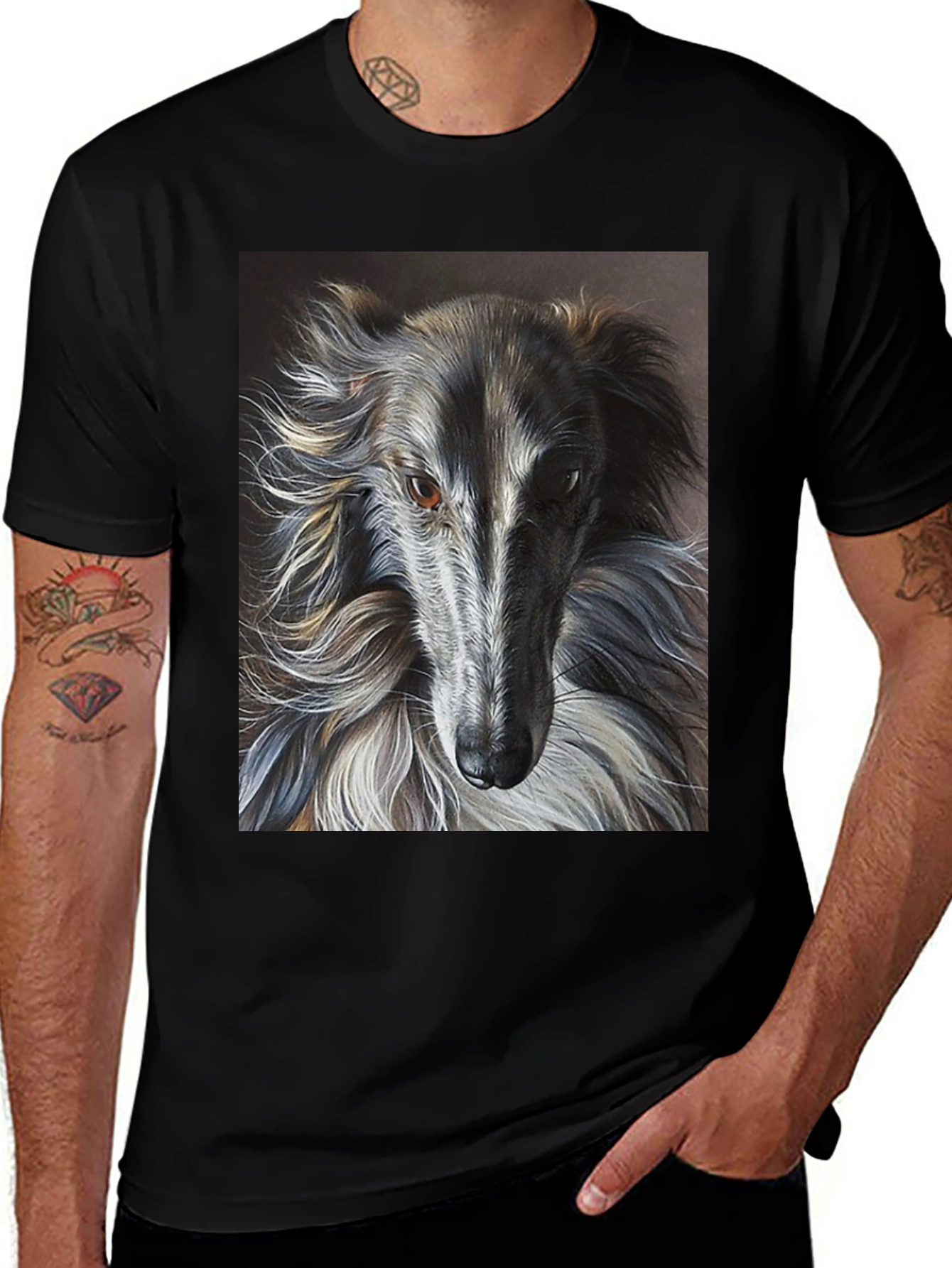 Borzoi Dog Portrait Graphic Tee