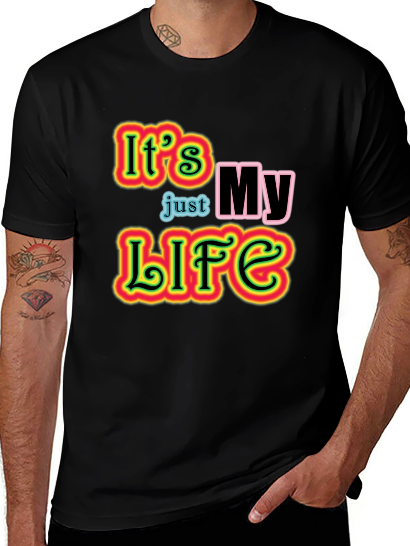 Variant 25 of It's My Life Graphic Print Black T-Shirt