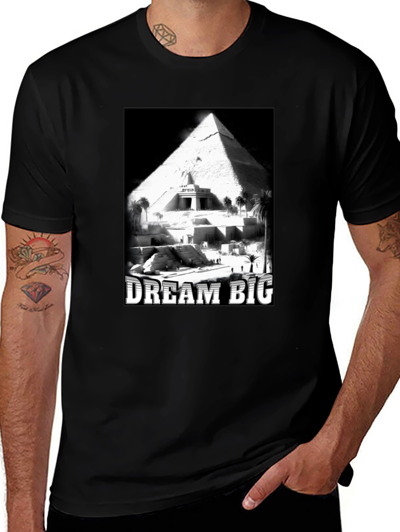 Variant 13 of Dream Big Pyramid Graphic Black T-Shirt