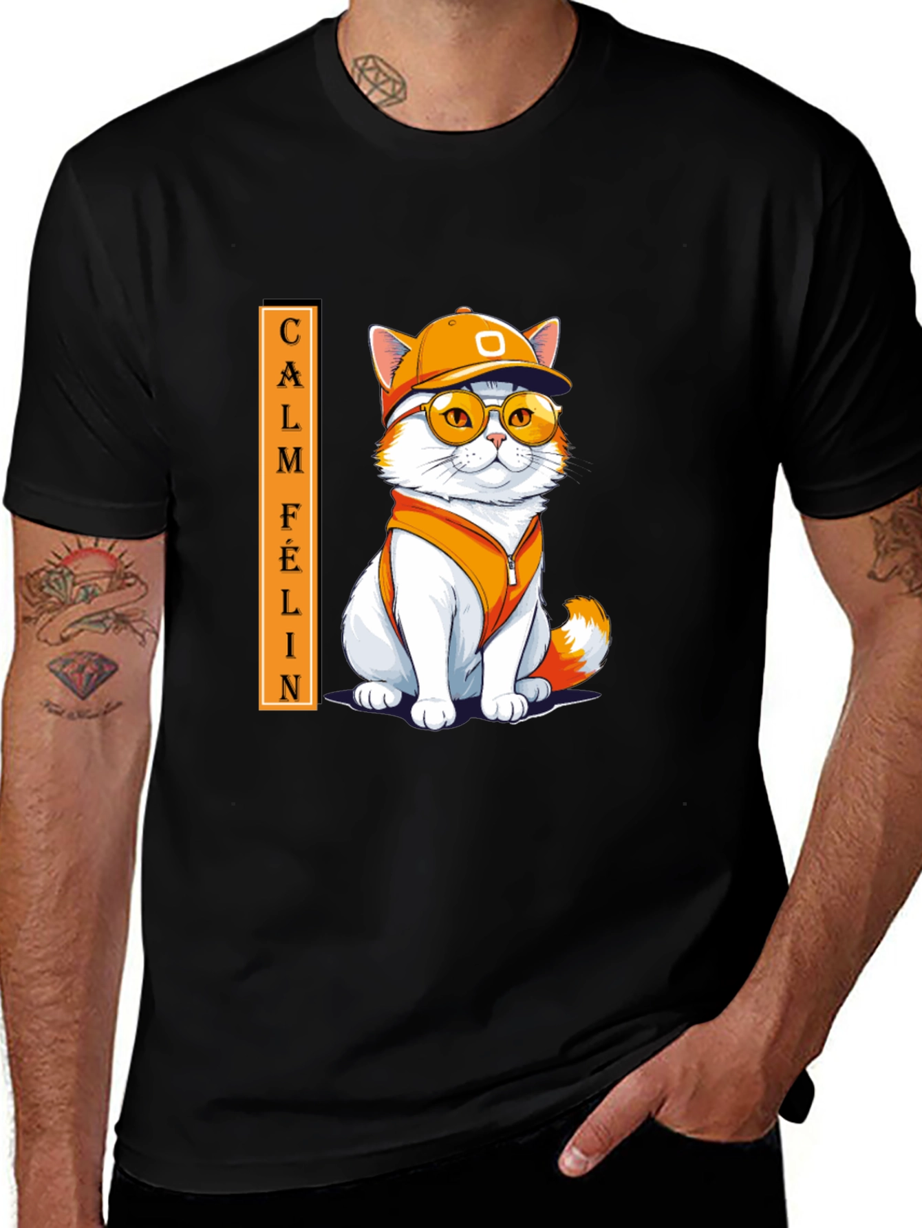 Variant 11 of Calm Felin' Graphic Tee - Cool Cat T-Shirt