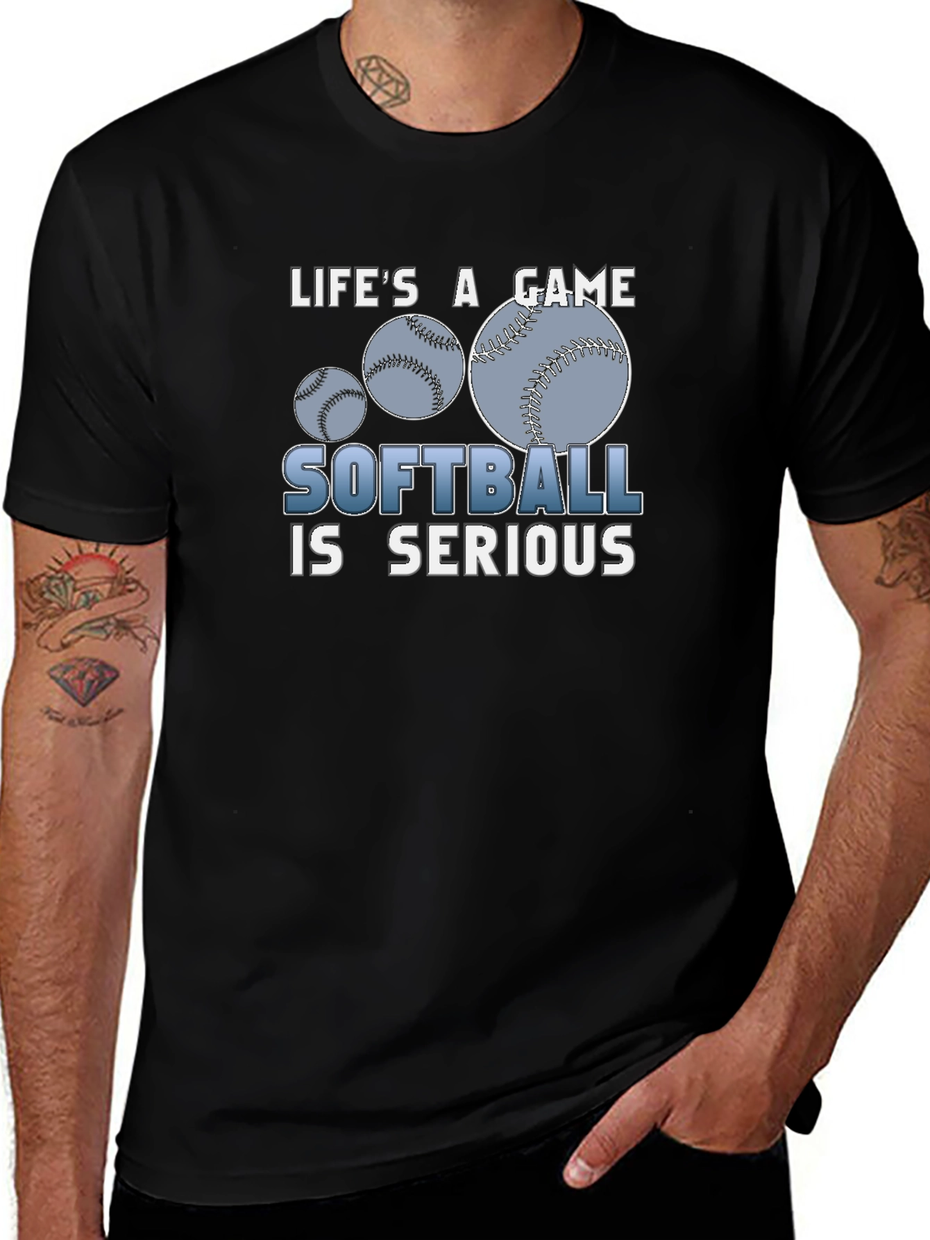 Variant 27 of Life's A Game Softball Is Serious Black T-Shirt