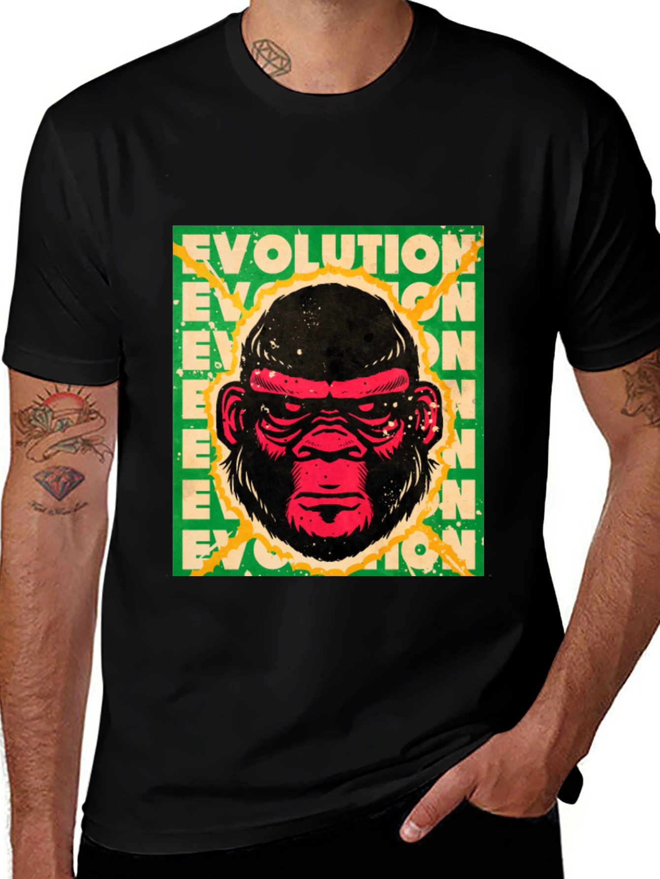 Variant 20 of Evolution Gorilla Graphic Print T-Shirt