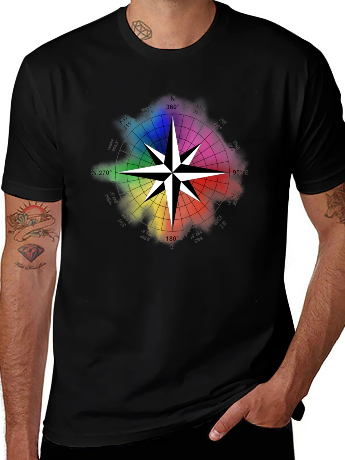 Variant 9 of Colorful Compass Rose T-Shirt