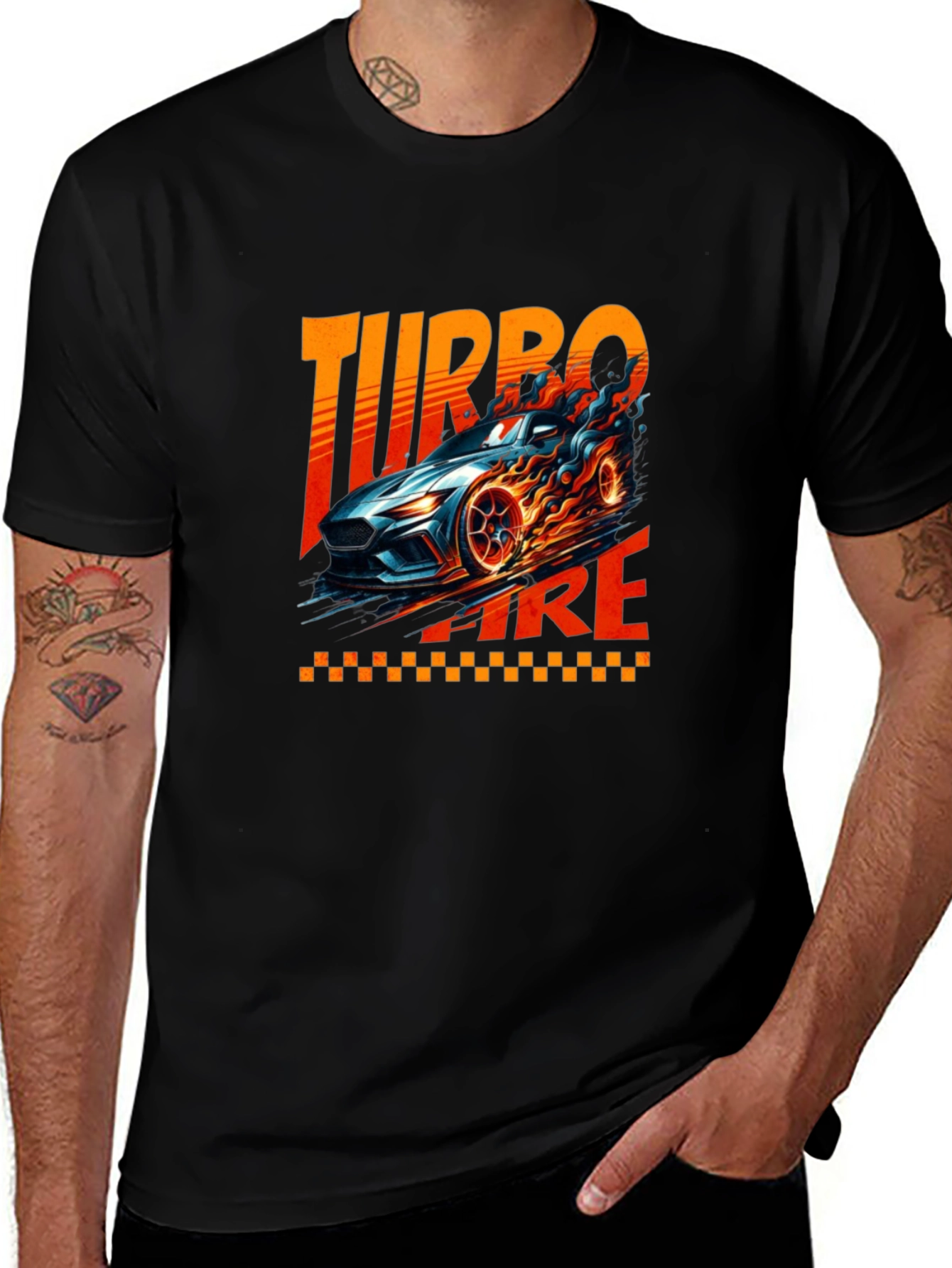 Turbo Fire Graphic Tee - Racing Car Black T-Shirt