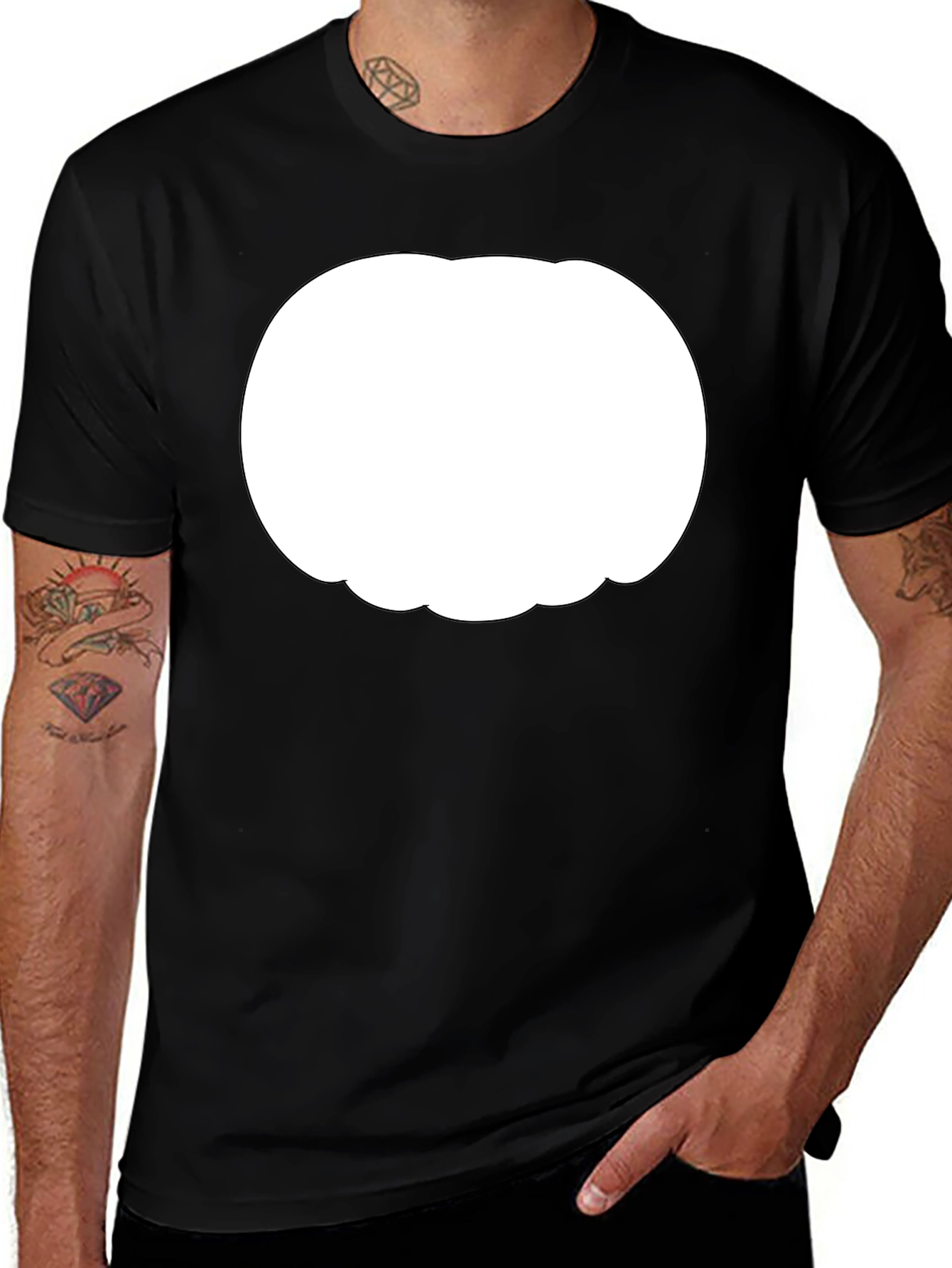 Variant 5 of Men's Black T-Shirt with Customizable White Graphic