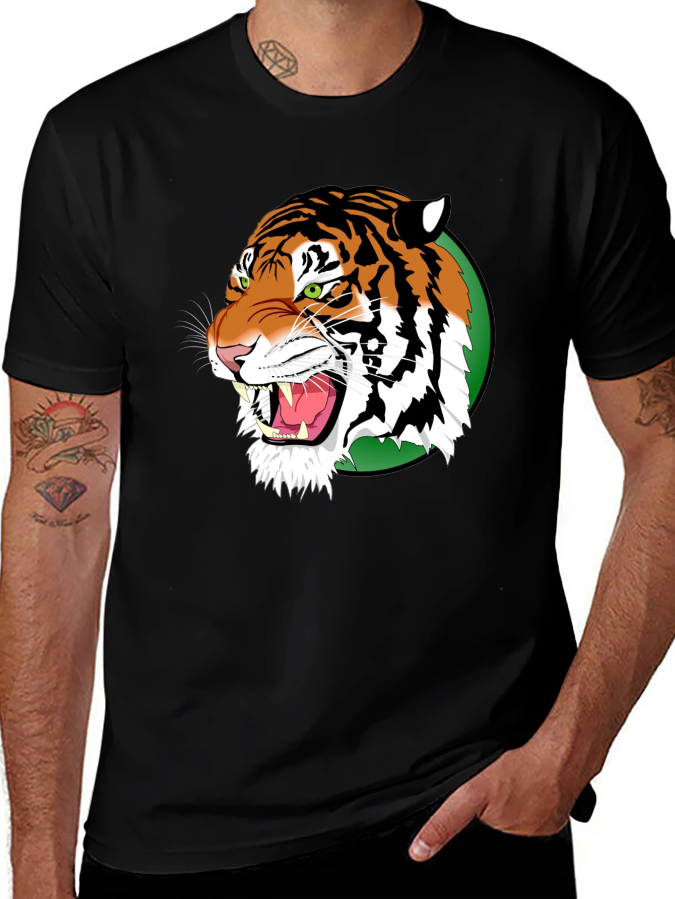 Tiger Graphic Print Crew Neck T-Shirt