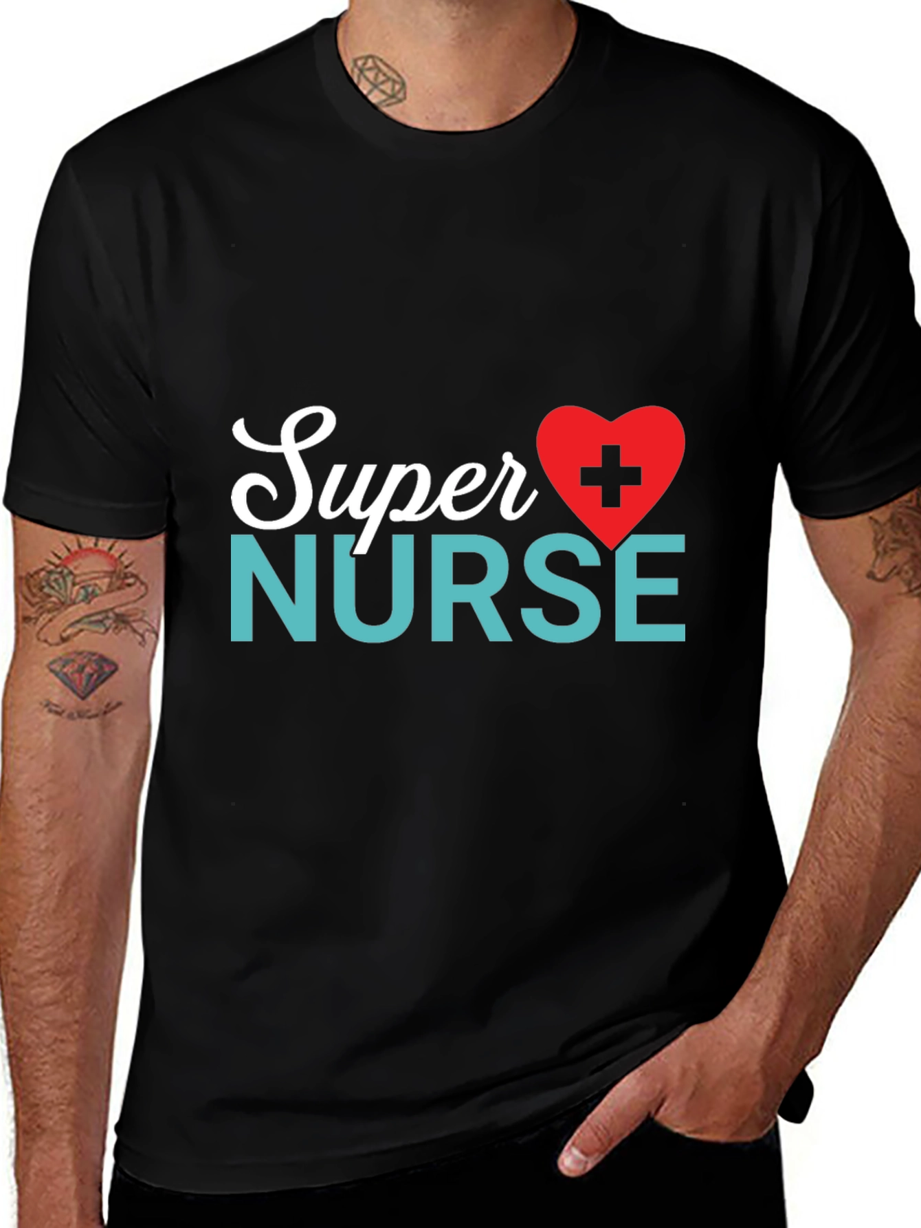 Variant 17 of Super Nurse T-Shirt - Black Cotton Tee