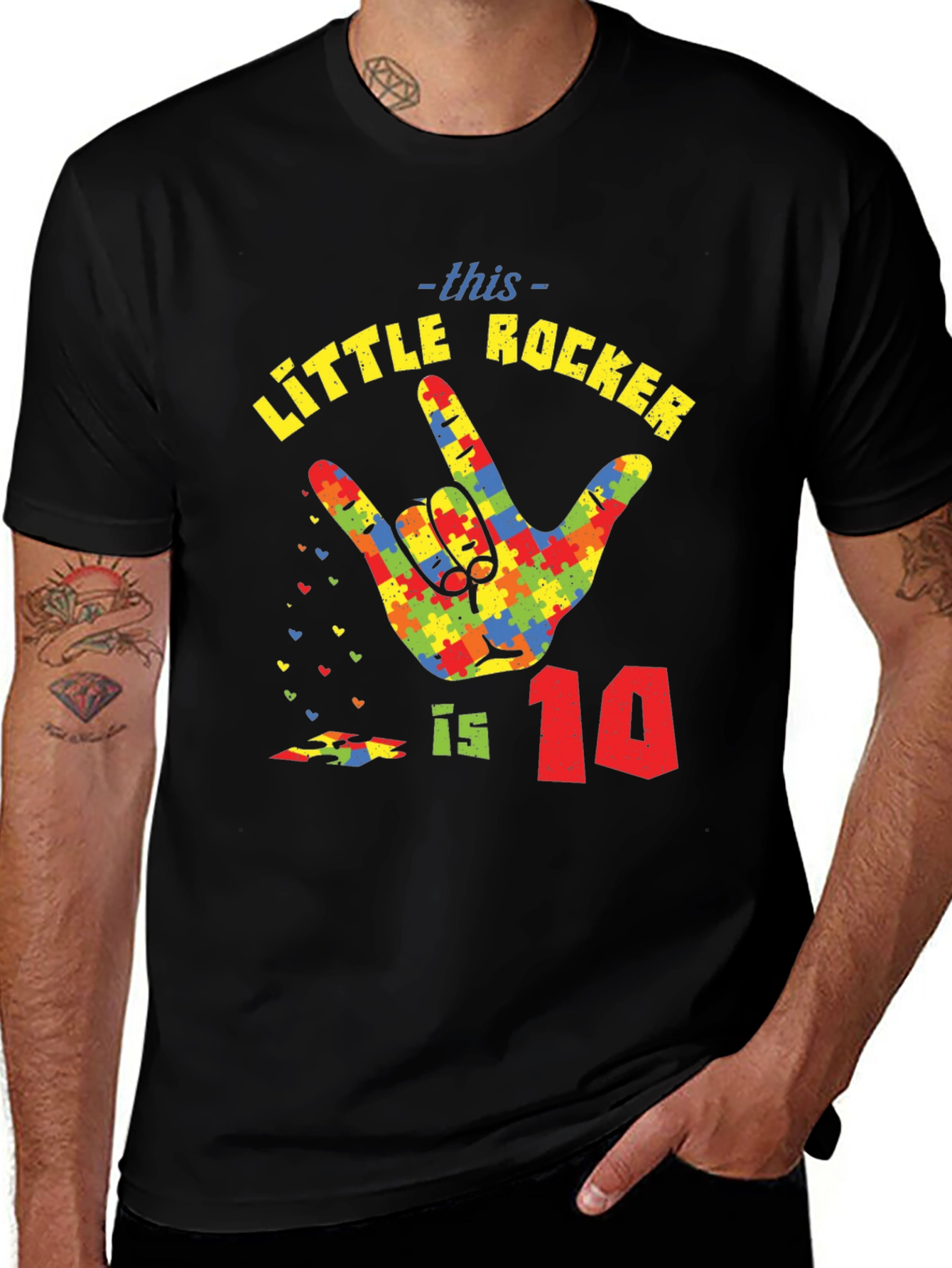 Variant 26 of Little Rocker Autism Awareness 10th Birthday T-Shirt