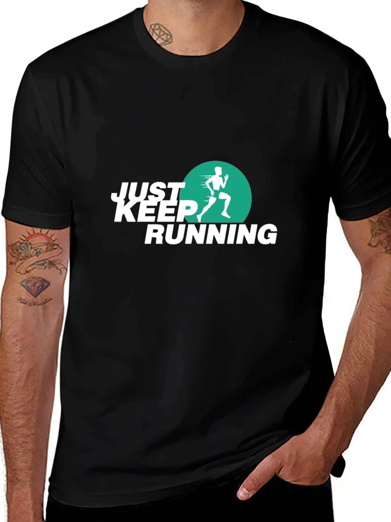 Variant 18 of Just Keep Running Graphic Tee - Black Cotton