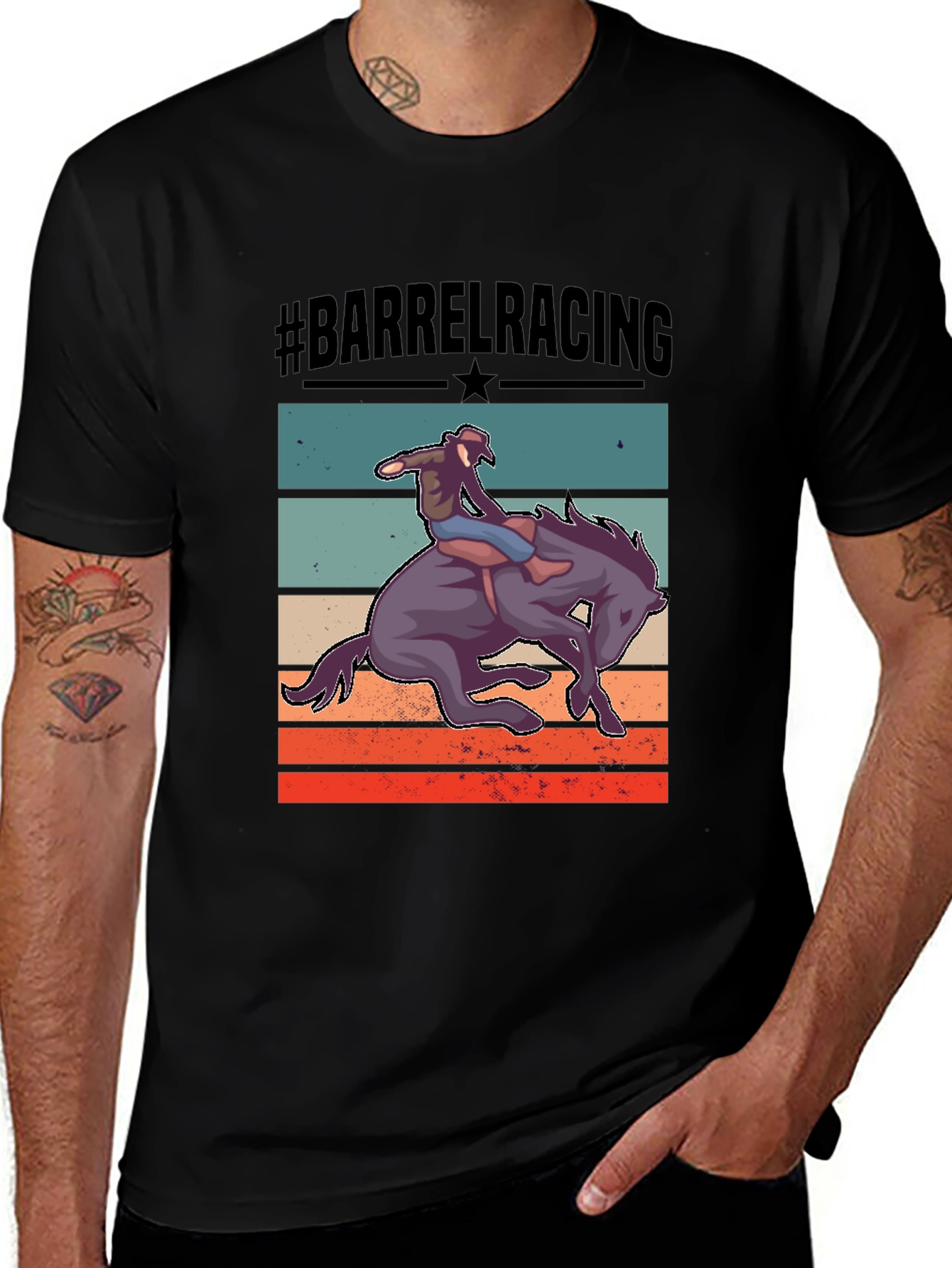Variant 8 of Barrel Racing Graphic Tee - Equestrian Style