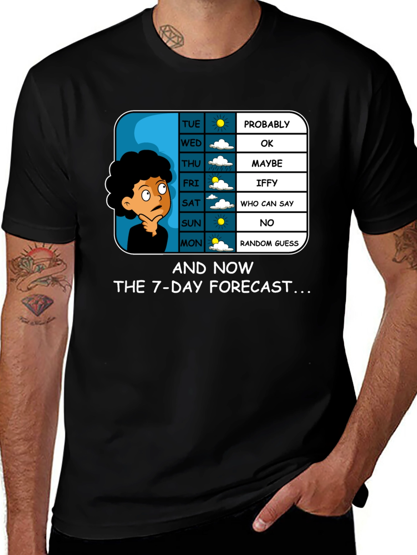 Variant 20 of Humorous 7-Day Forecast T-Shirt