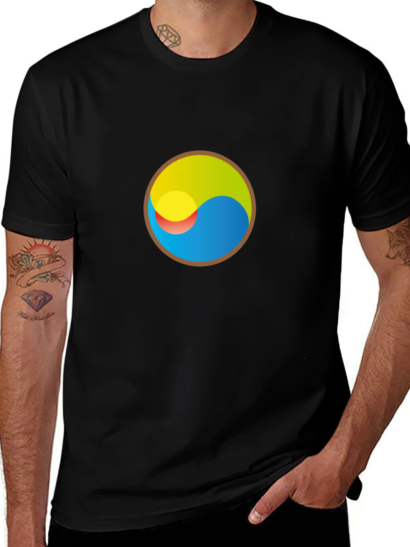 Variant 15 of Yin Yang Style Graphic Tee - Black