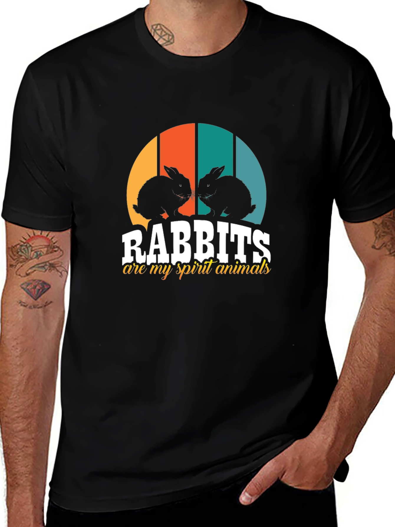 Variant 12 of Rabbits Spirit Animal Black Tee