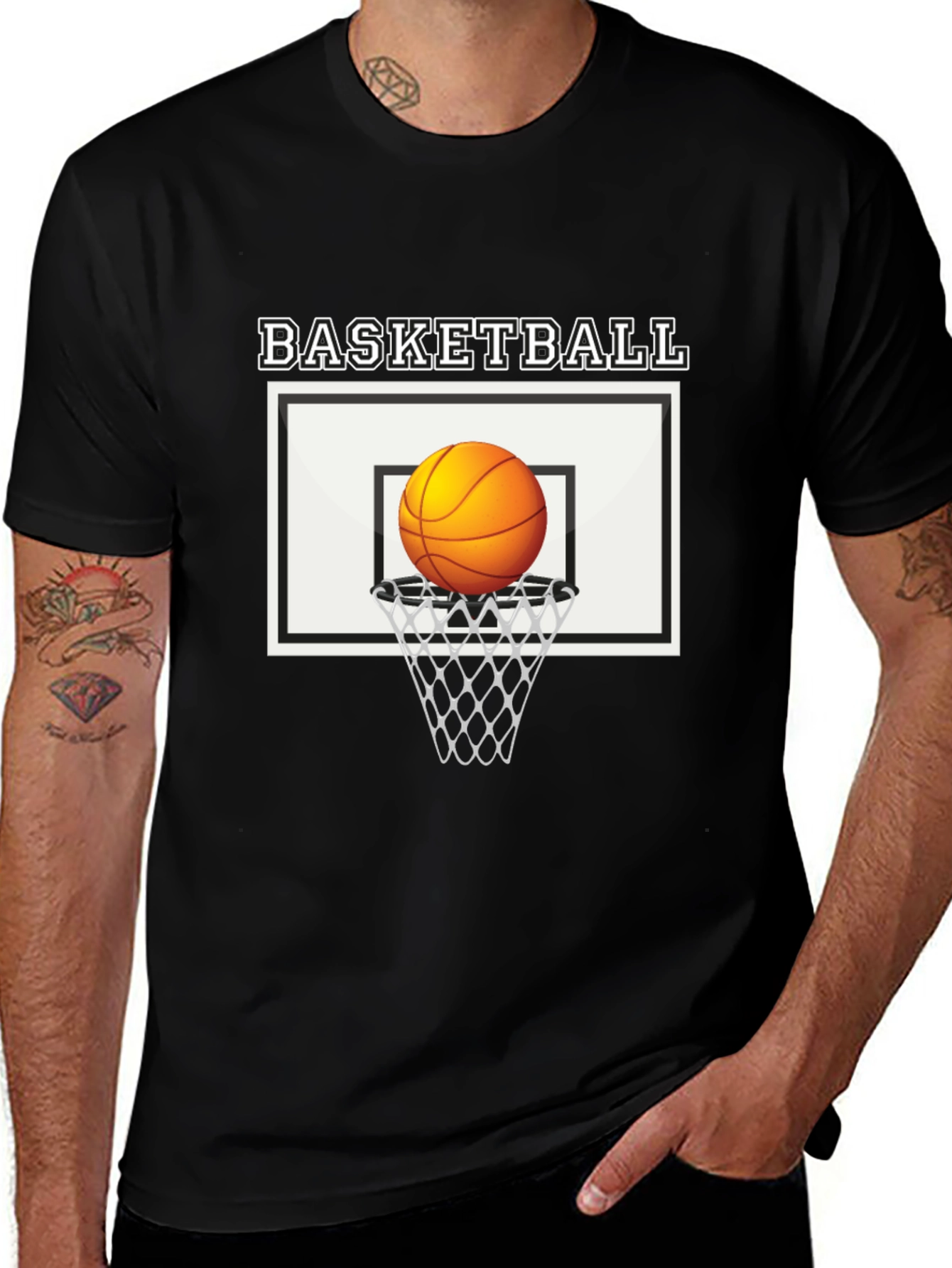 Variant 28 of Basketball Graphic Tee | Black Cotton T-Shirt