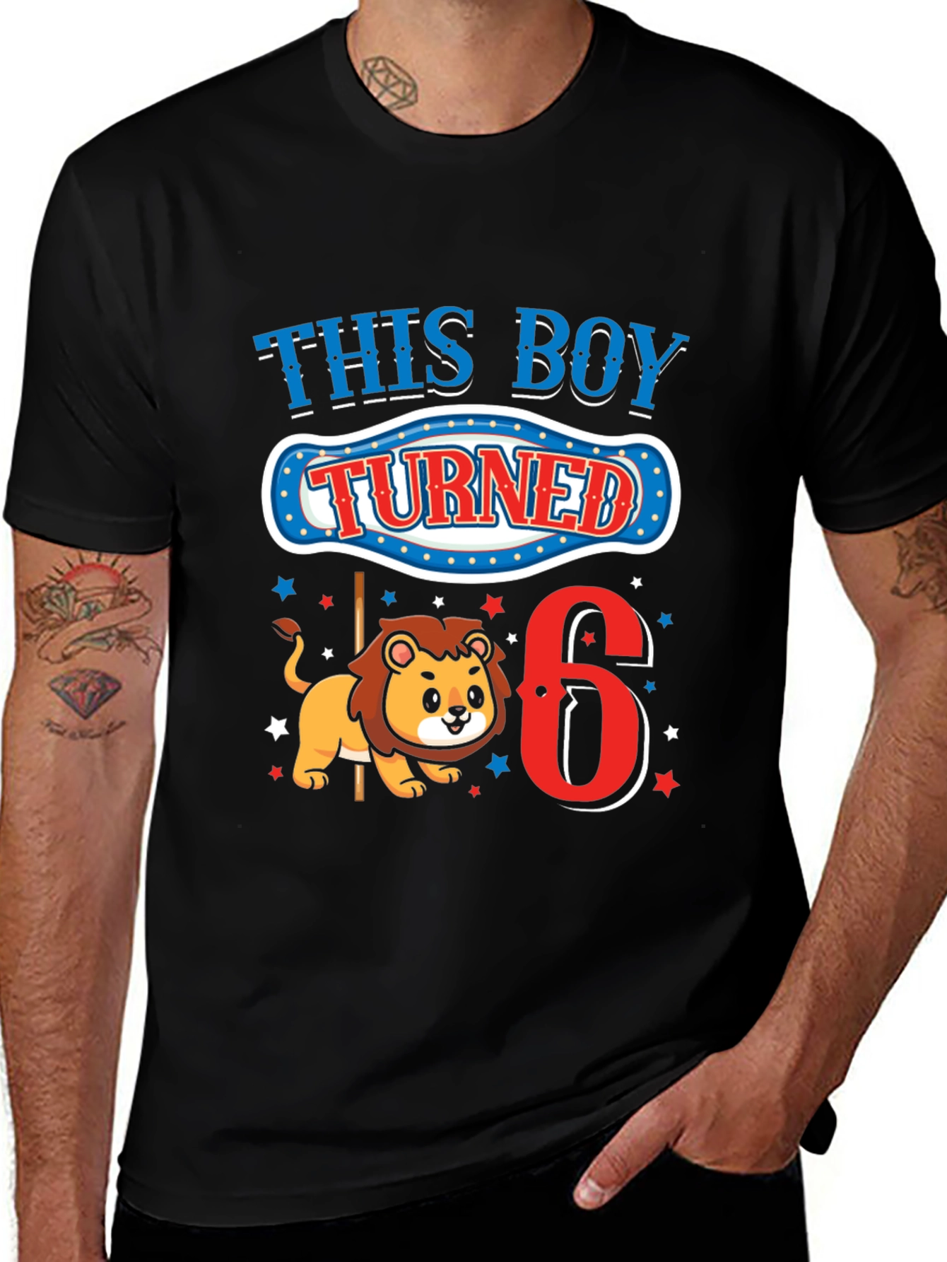 Black Boy's 6th Birthday Lion T-Shirt main image