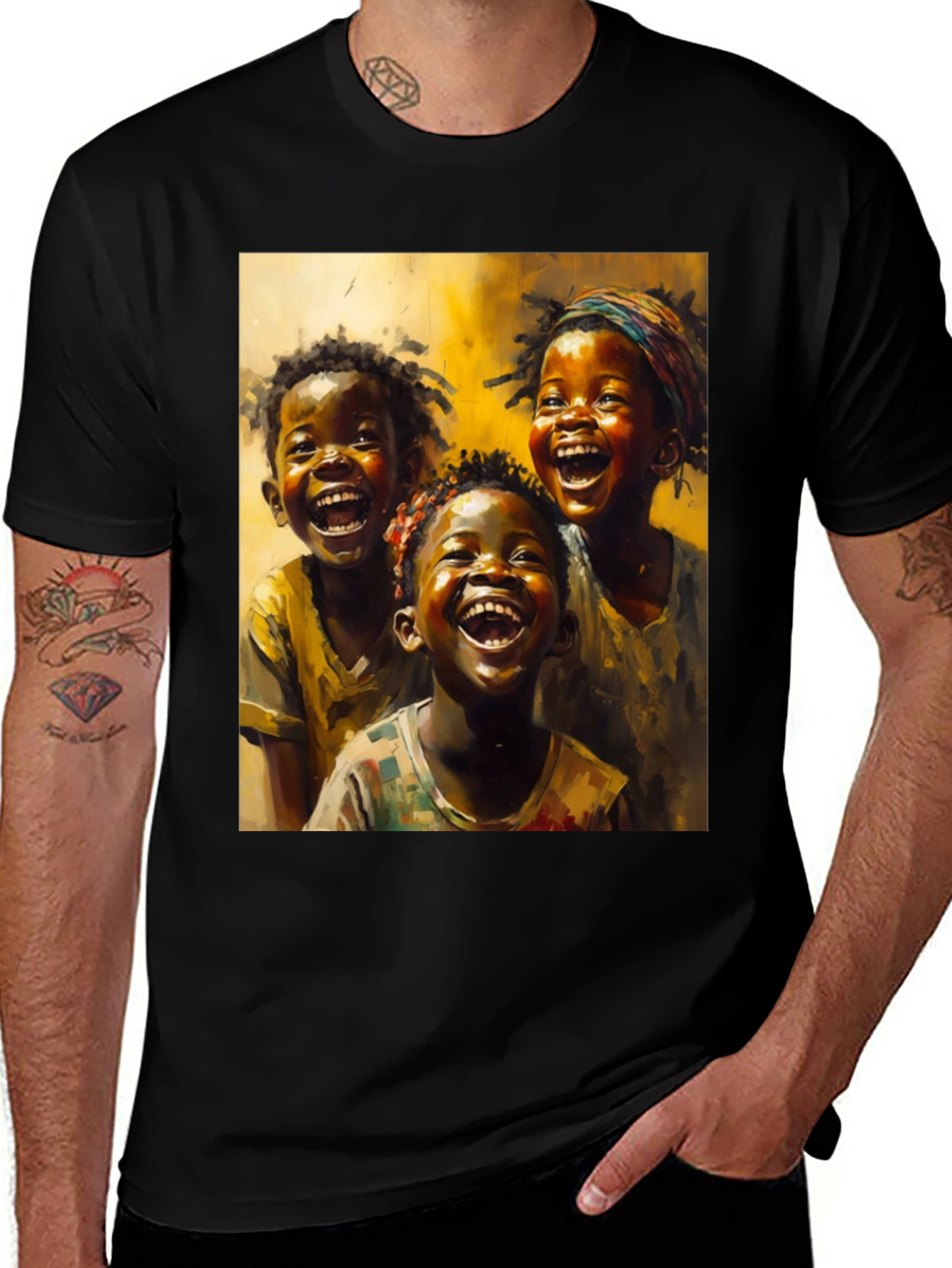 Variant 21 of Joyful Kids Art Graphic Tee - Black Casual T-Shirt