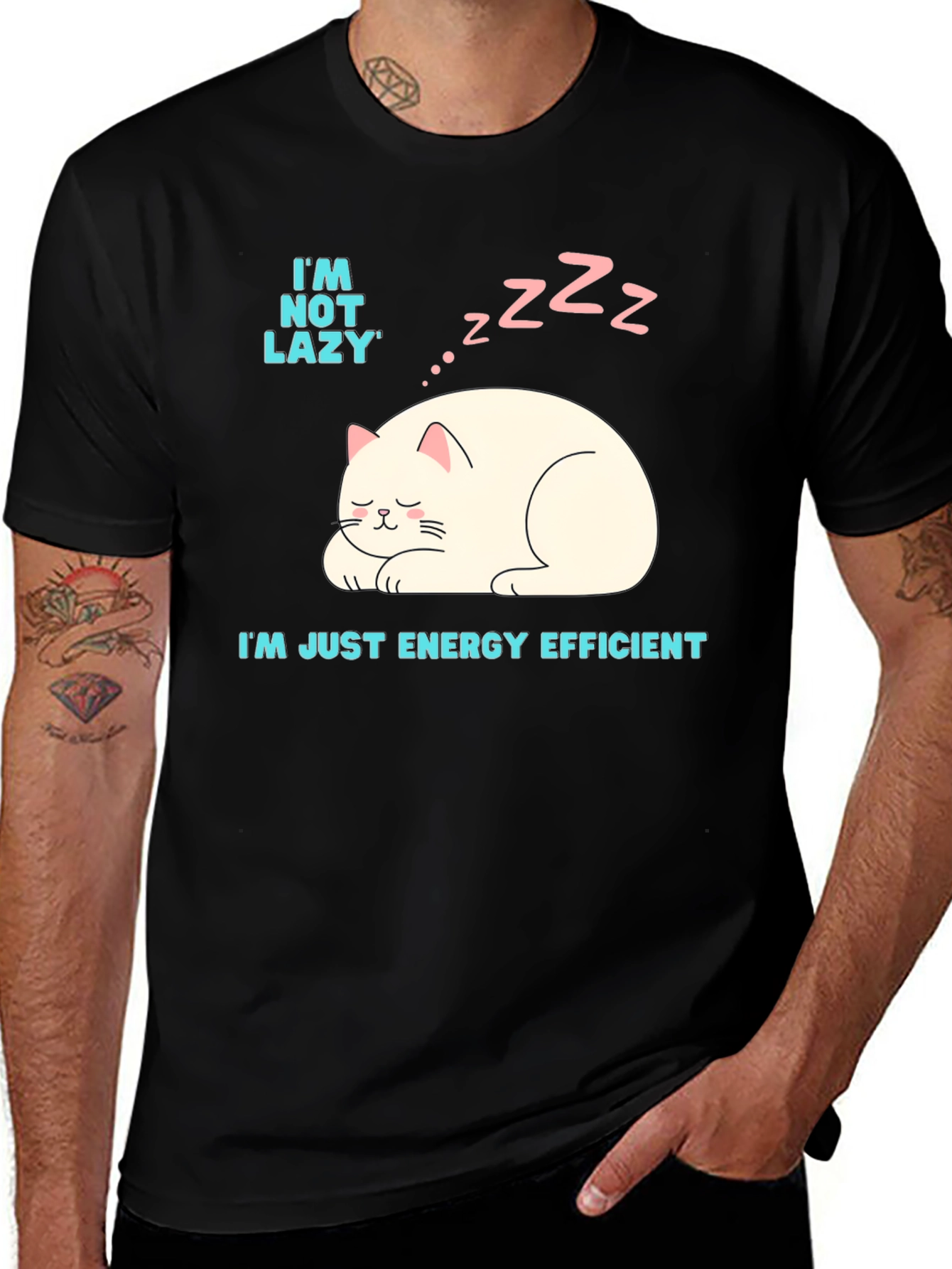 Variant 24 of Lazy Cat Energy Efficient Graphic T-Shirt