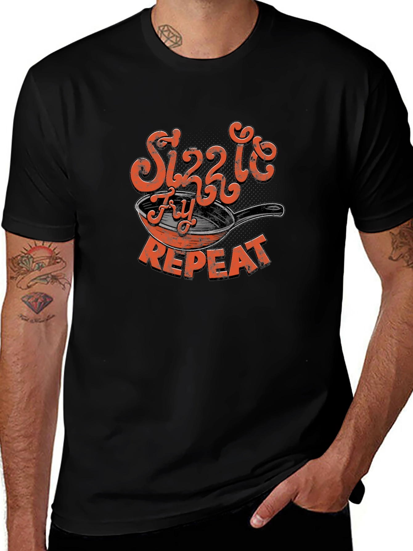 Variant 12 of Sizzle Fry Repeat T-Shirt - Funny Cooking Tee