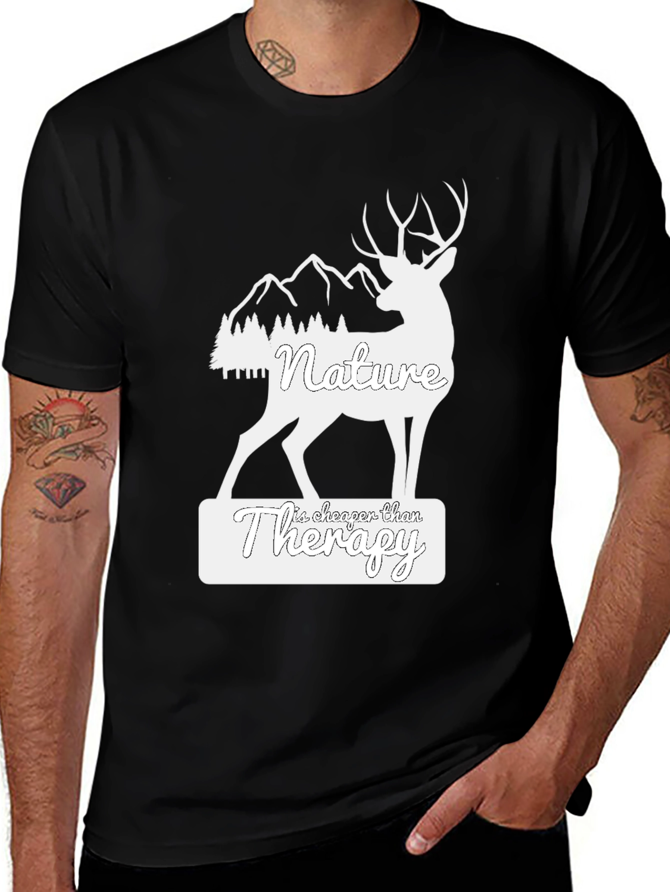 Nature Therapy Graphic Tee - Black Cotton Blend