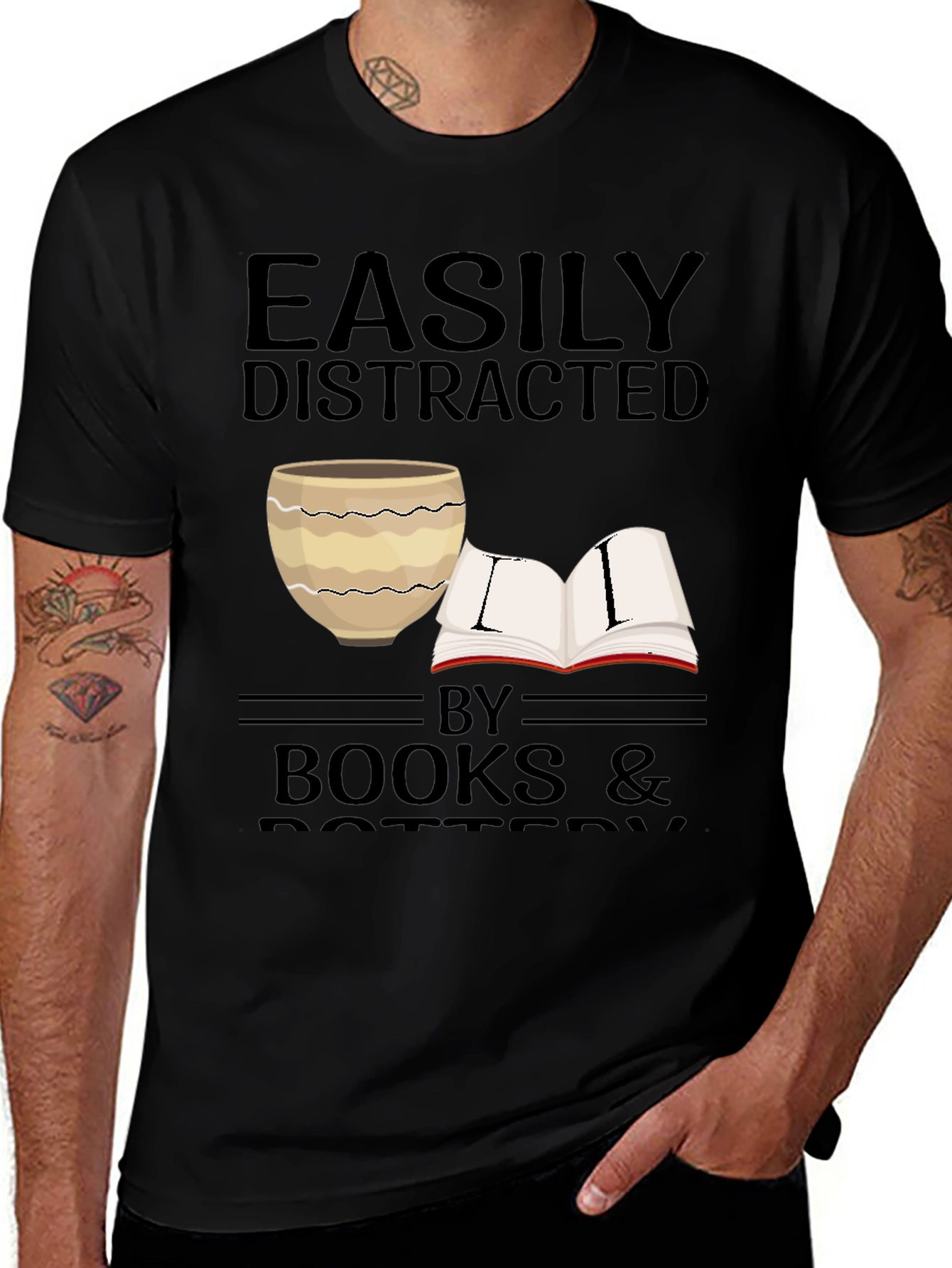 Easily Distracted by Books & Pottery T-Shirt