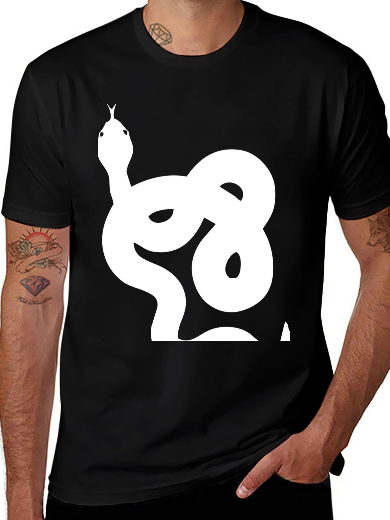 Variant 29 of Snake Graphic T-Shirt - Cool Black Tee