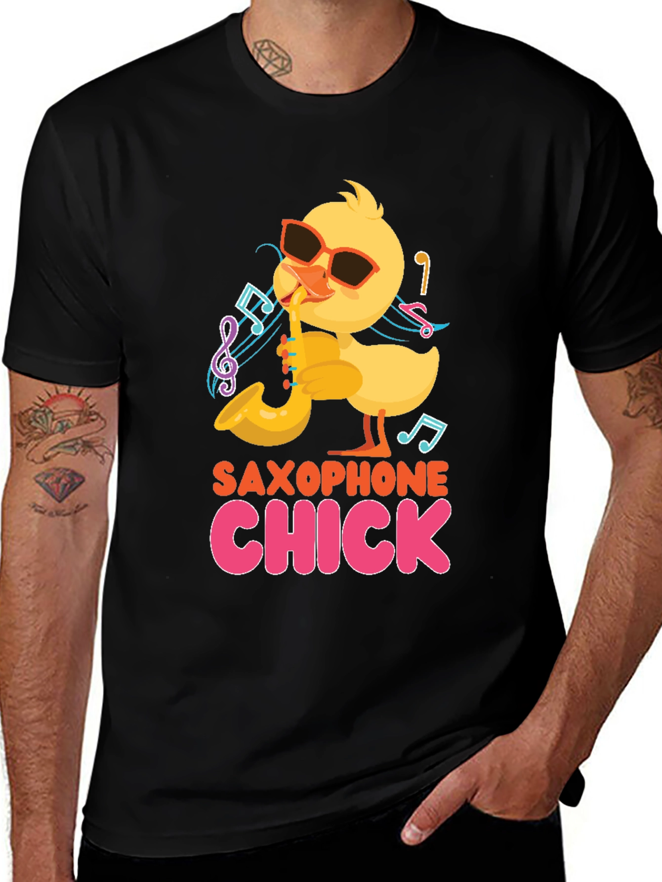 Variant 17 of Saxophone Chick Black T-Shirt