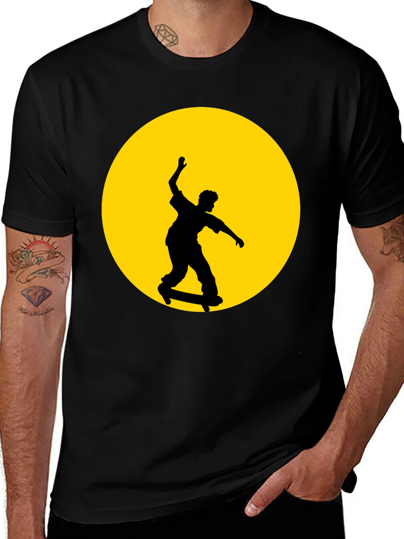 Variant 27 of Skateboarding Silhouette Graphic Tee - Black