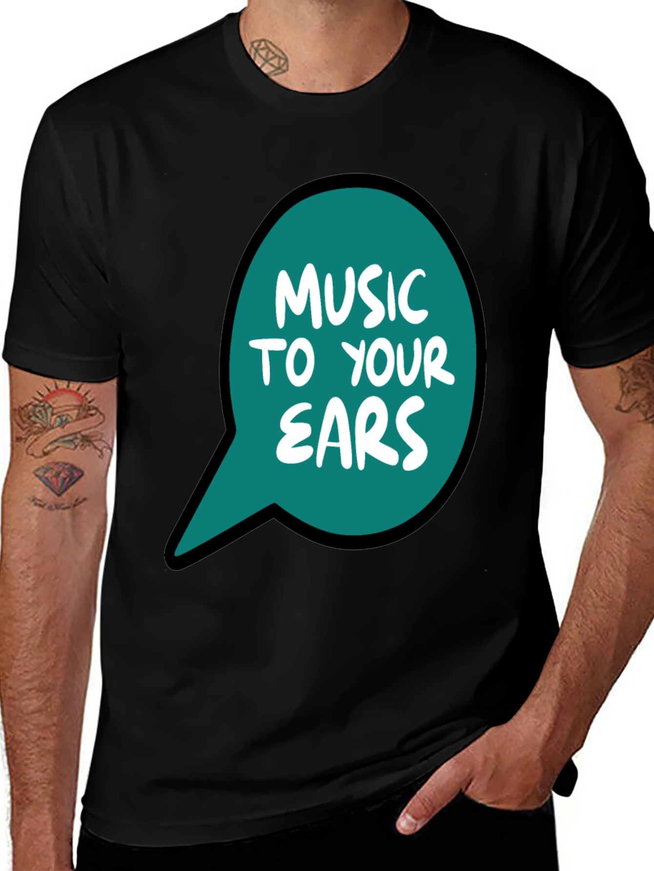Variant 8 of Music To Your Ears Graphic Tee - Black