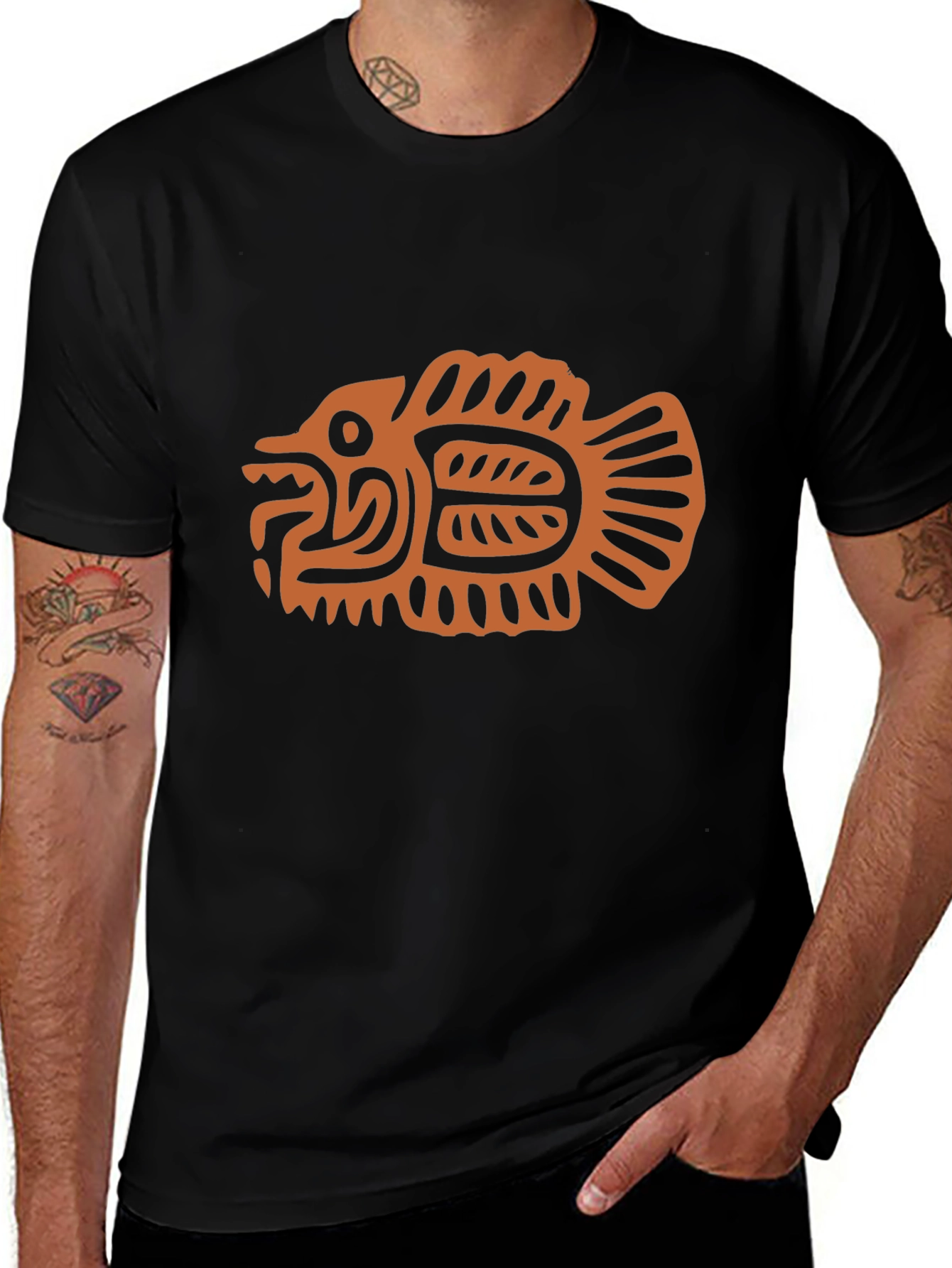 Variant 24 of Tribal Fish Graphic Tee - Cool & Unique Design