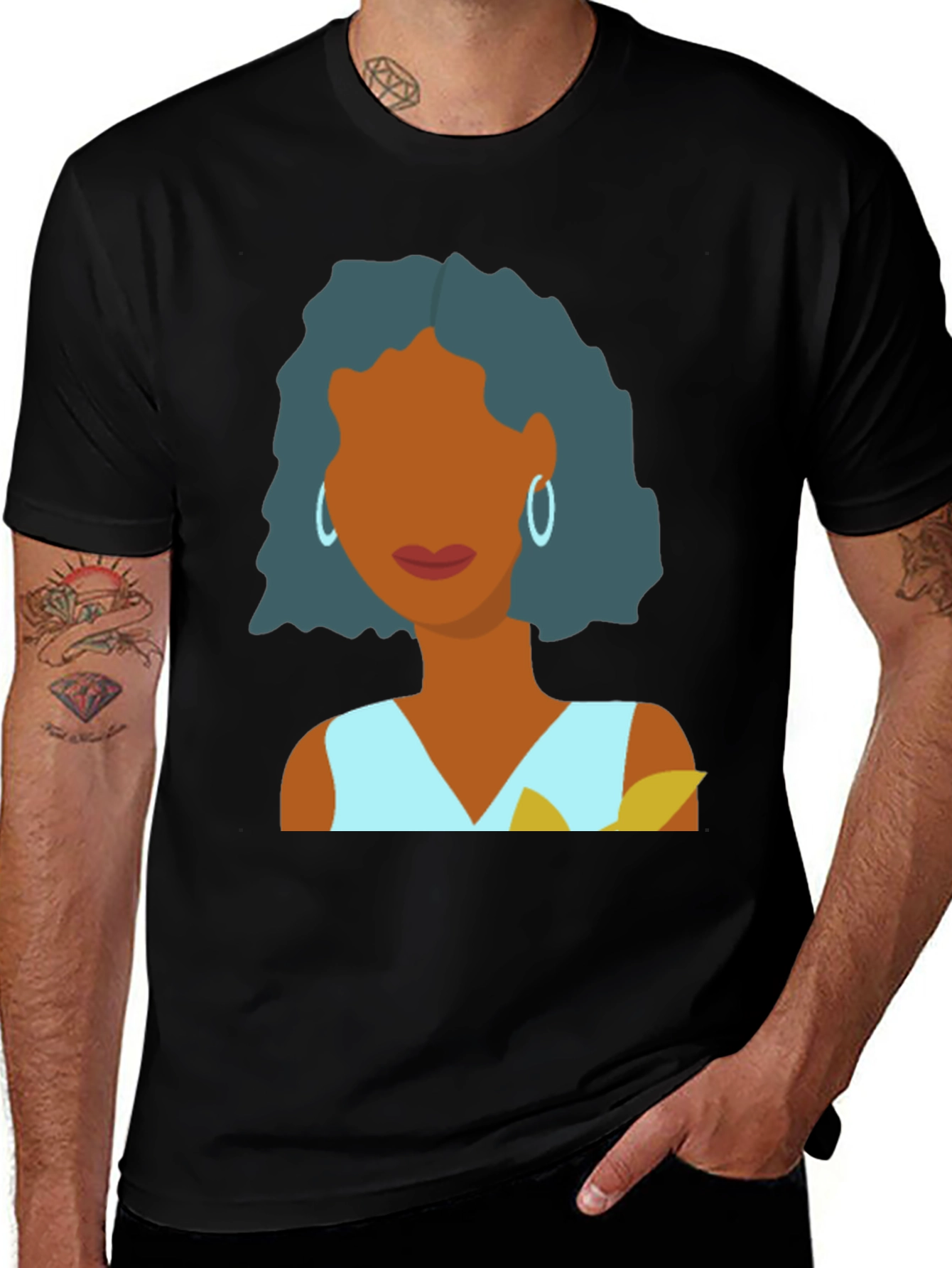 Variant 23 of Black T-Shirt with Graphic Woman Print