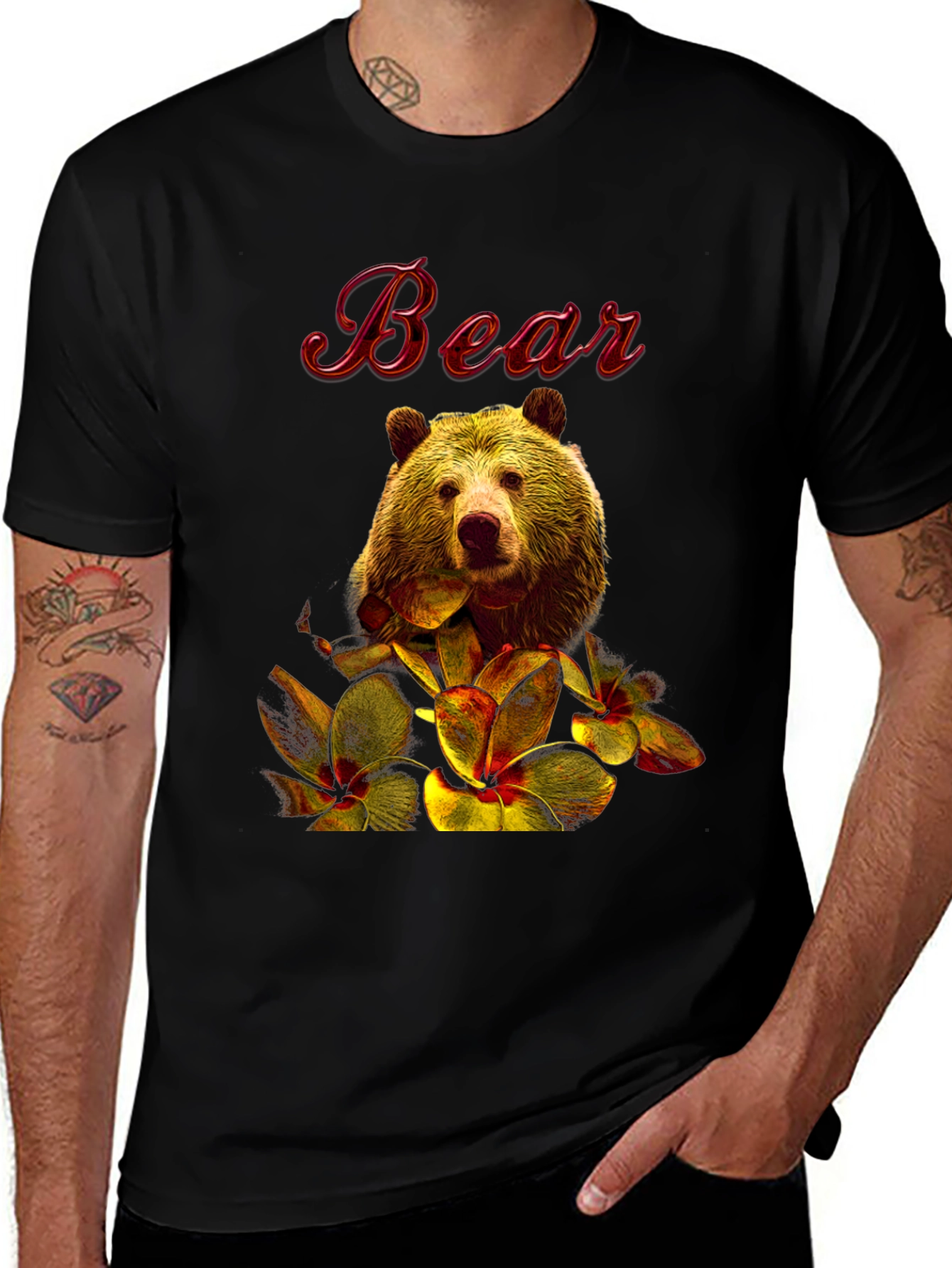 Variant 5 of Bear Floral Graphic T-Shirt