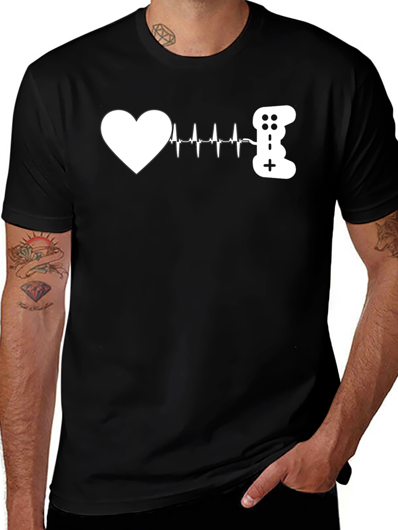 Gamer Heartbeat T-Shirt - Black