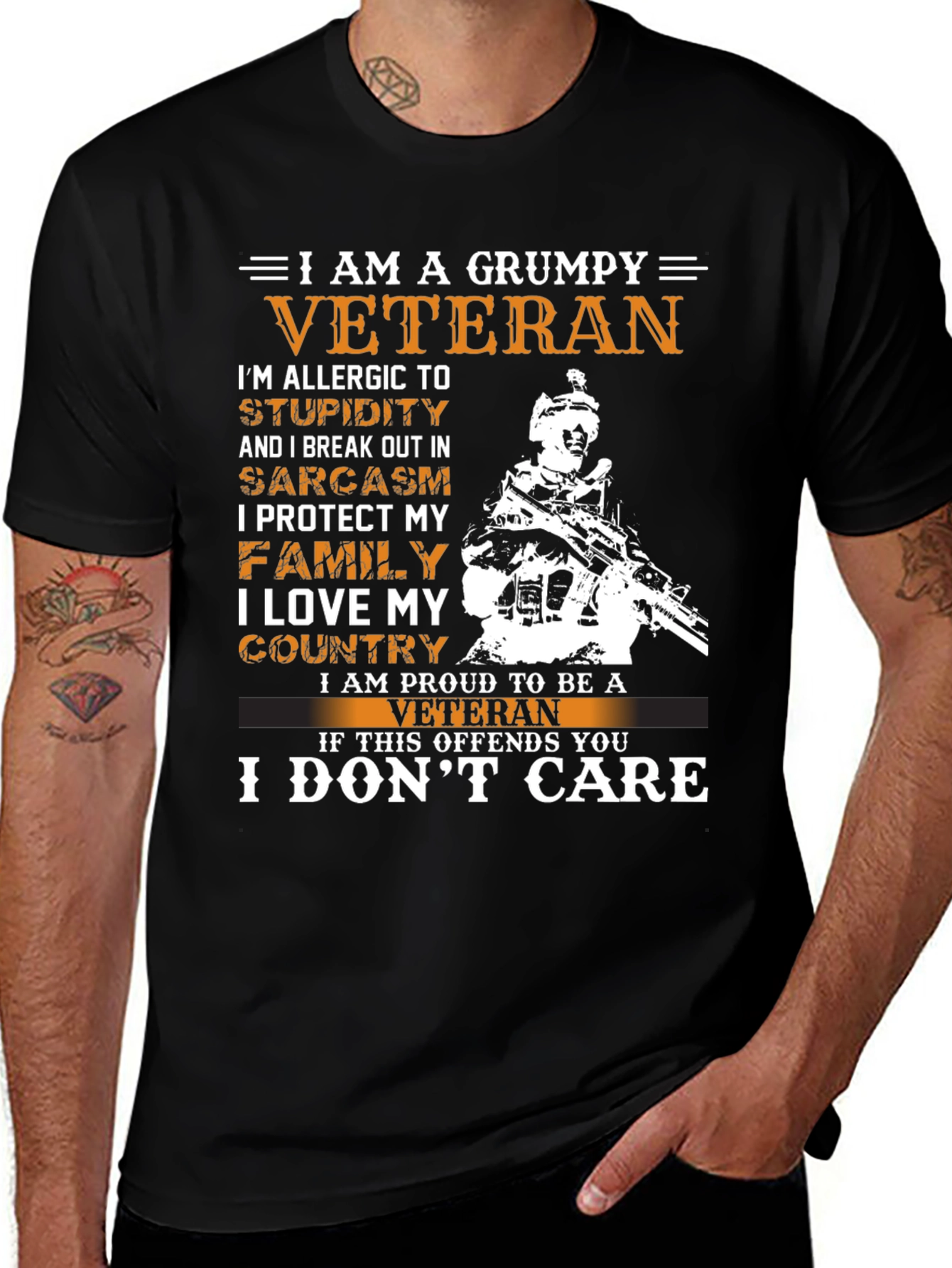 Variant 14 of Grumpy Veteran Graphic T-Shirt