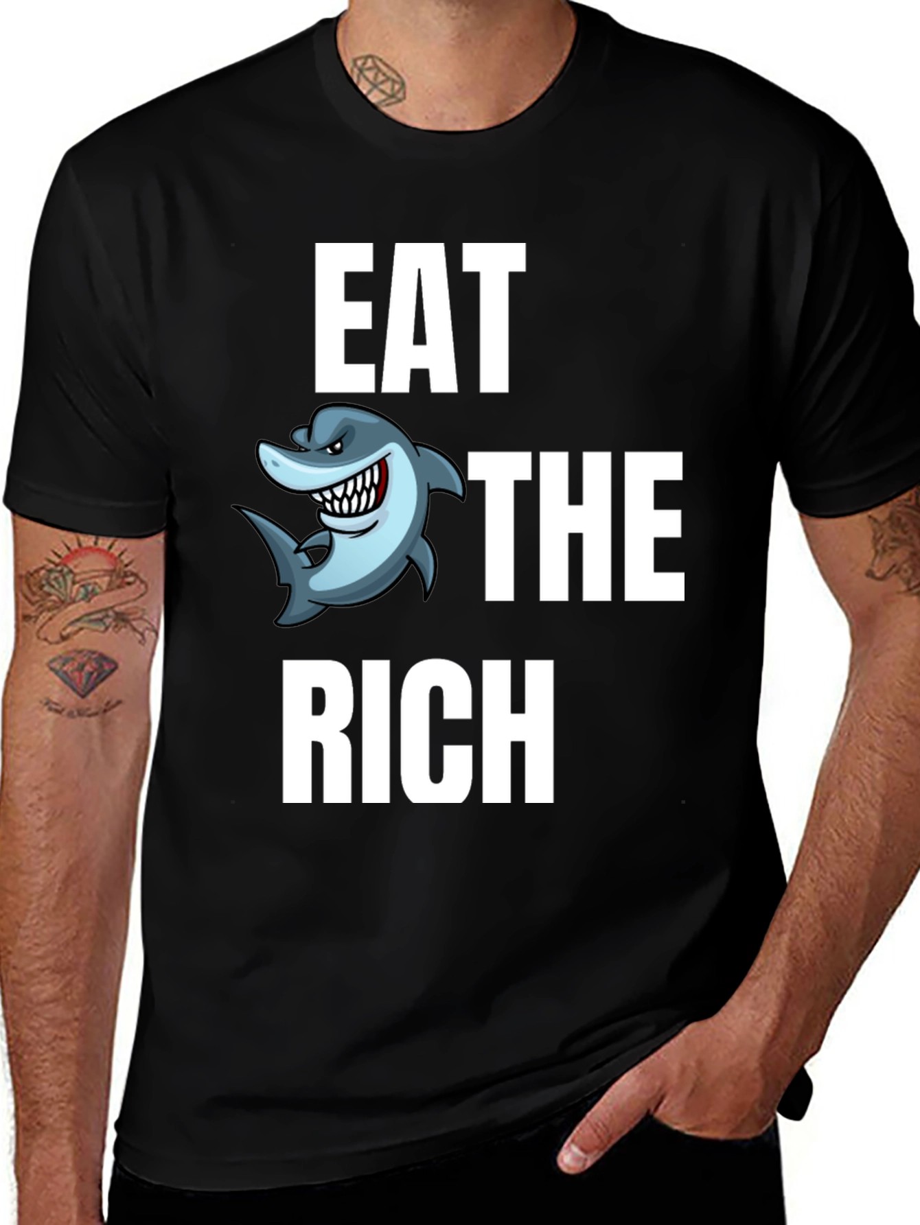Variant 17 of Eat The Rich Shark Graphic T-Shirt