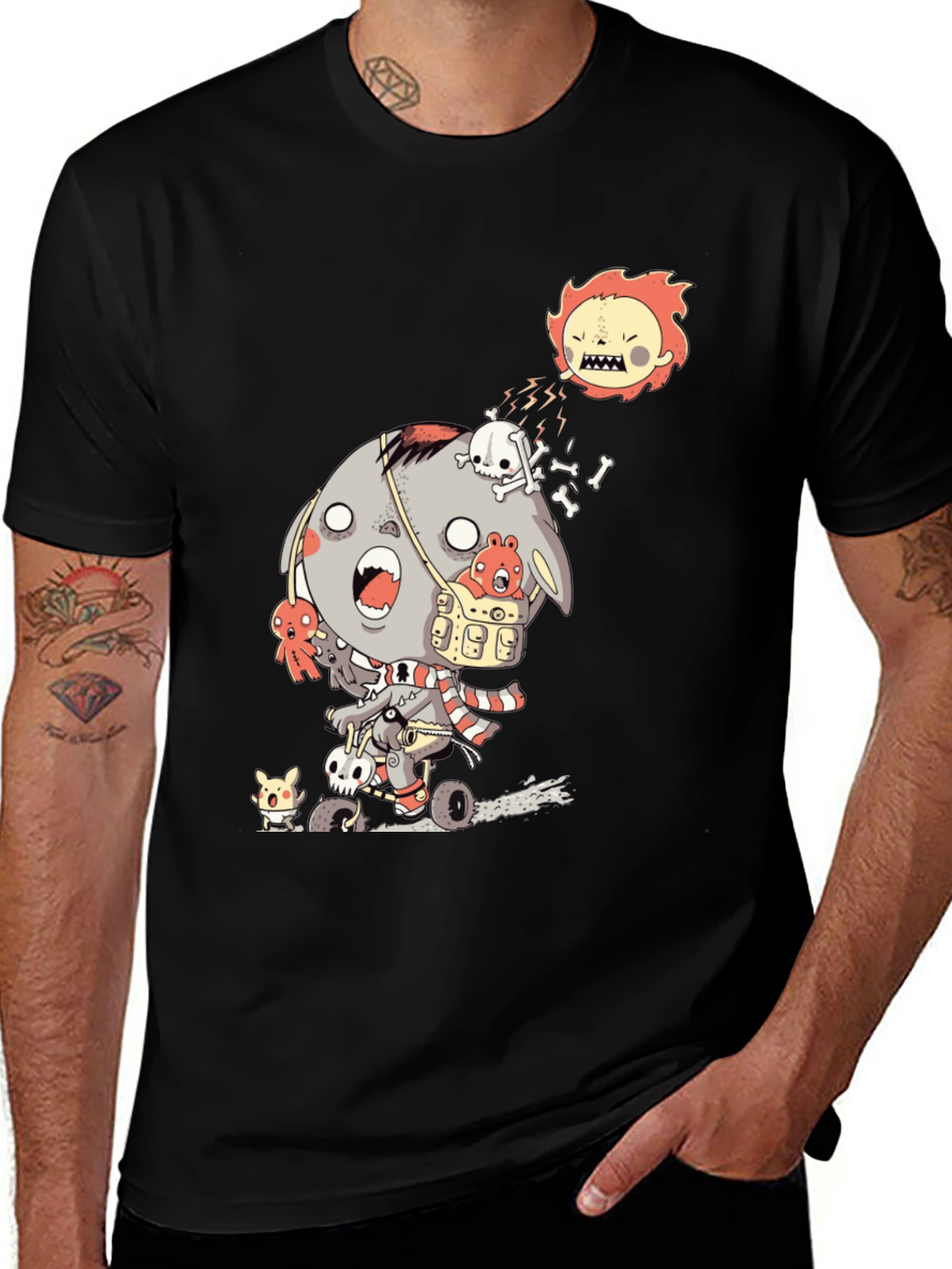 Variant 4 of Zombie Cartoon Graphic Black T-Shirt