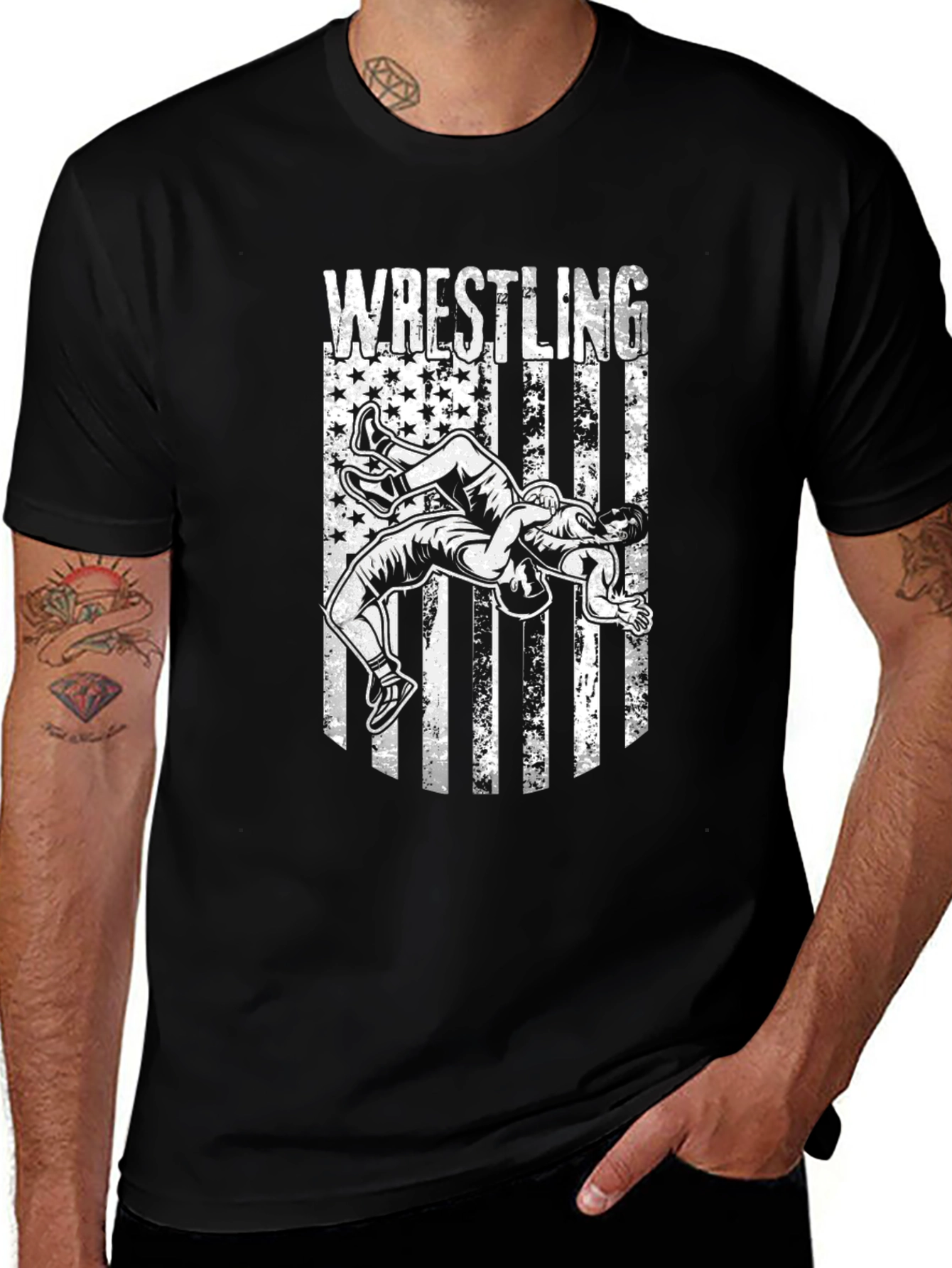 Variant 28 of Wrestling USA Flag Graphic T-Shirt