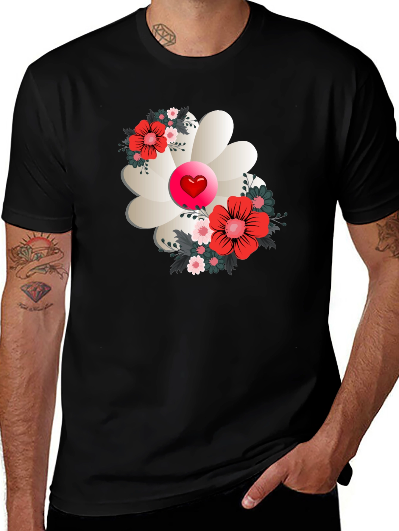 Variant 21 of Floral Heart Tee - Stylish Graphic Print Shirt