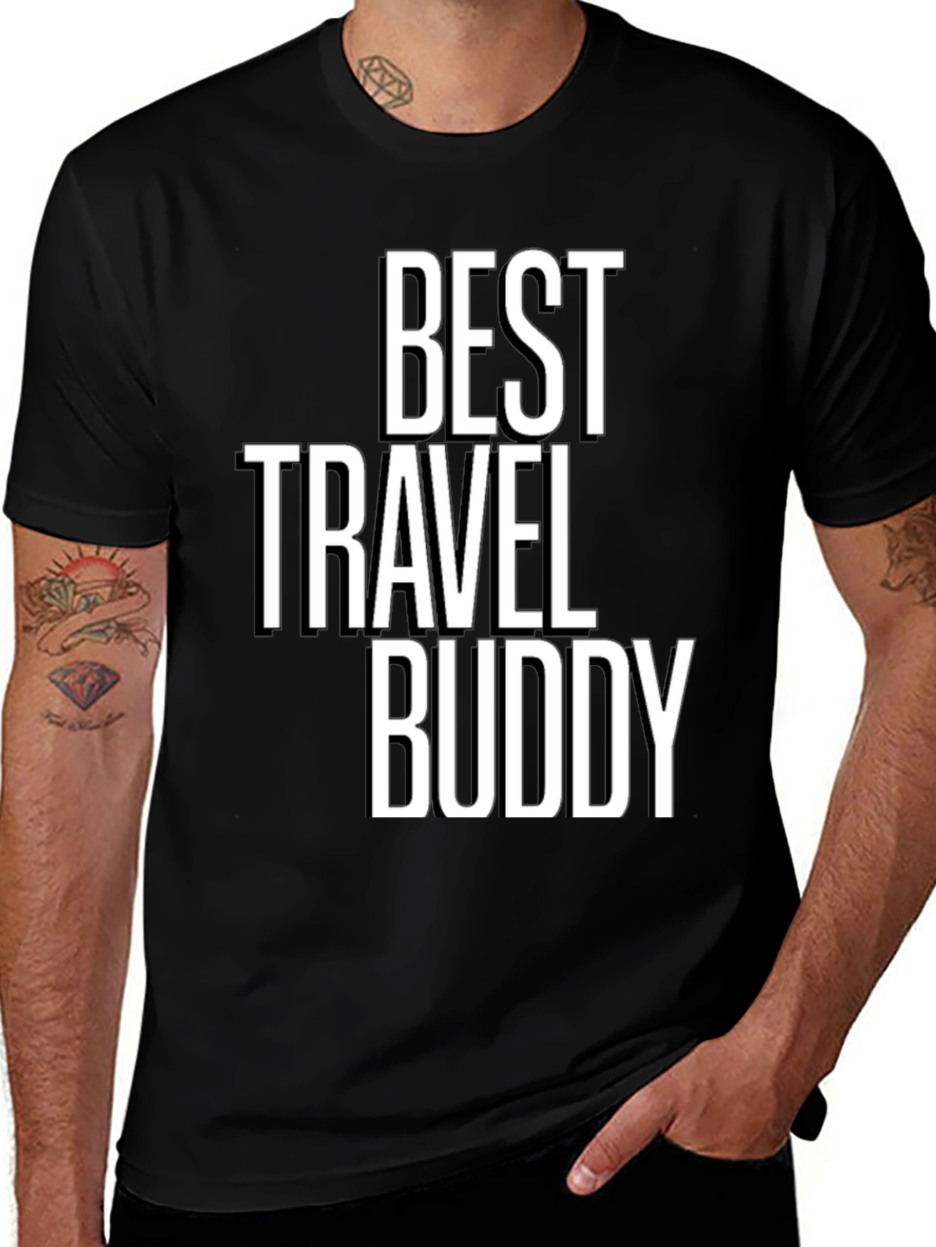 Variant 28 of Best Travel Buddy Black Graphic T-Shirt