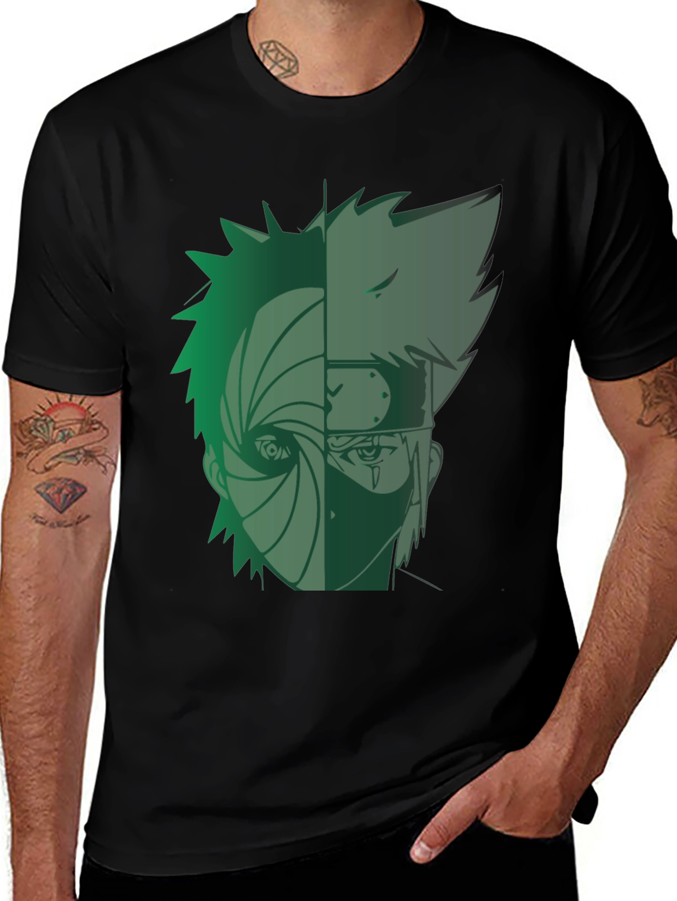 Variant 14 of Anime Character Graphic Black T-Shirt