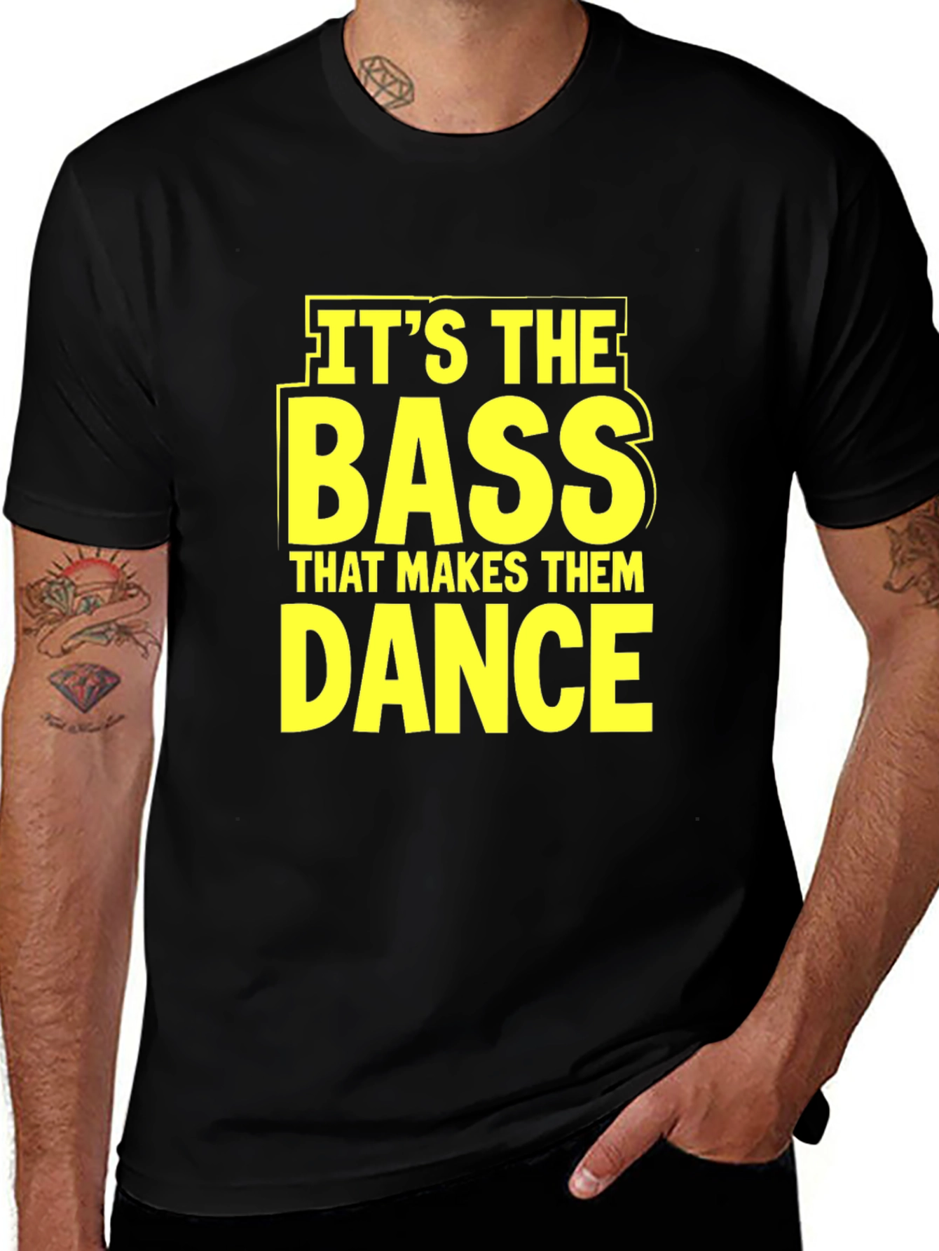 Variant 7 of Bass Makes Them Dance Black Graphic Tee