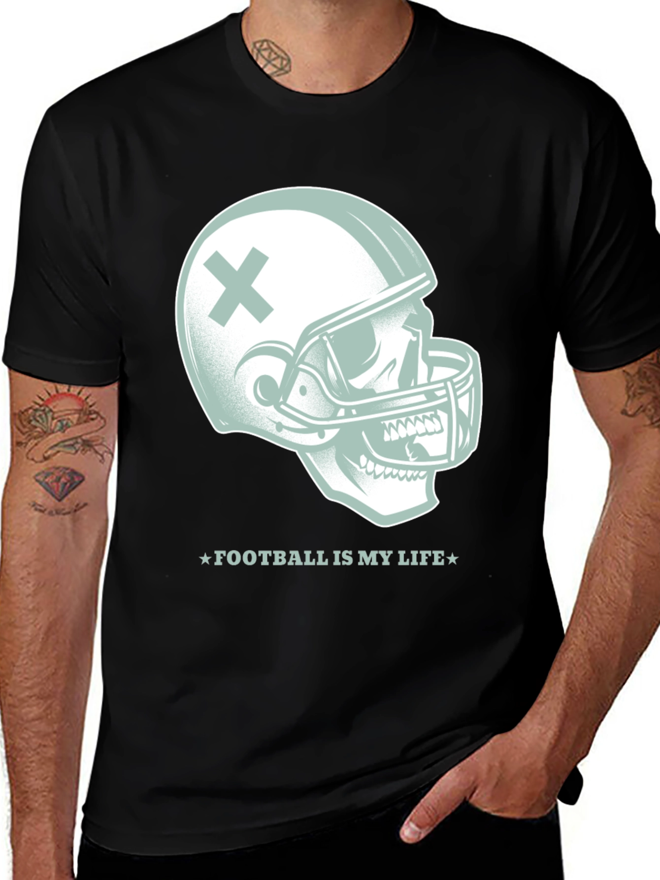 Variant 27 of Football is My Life Skull Graphic Tee