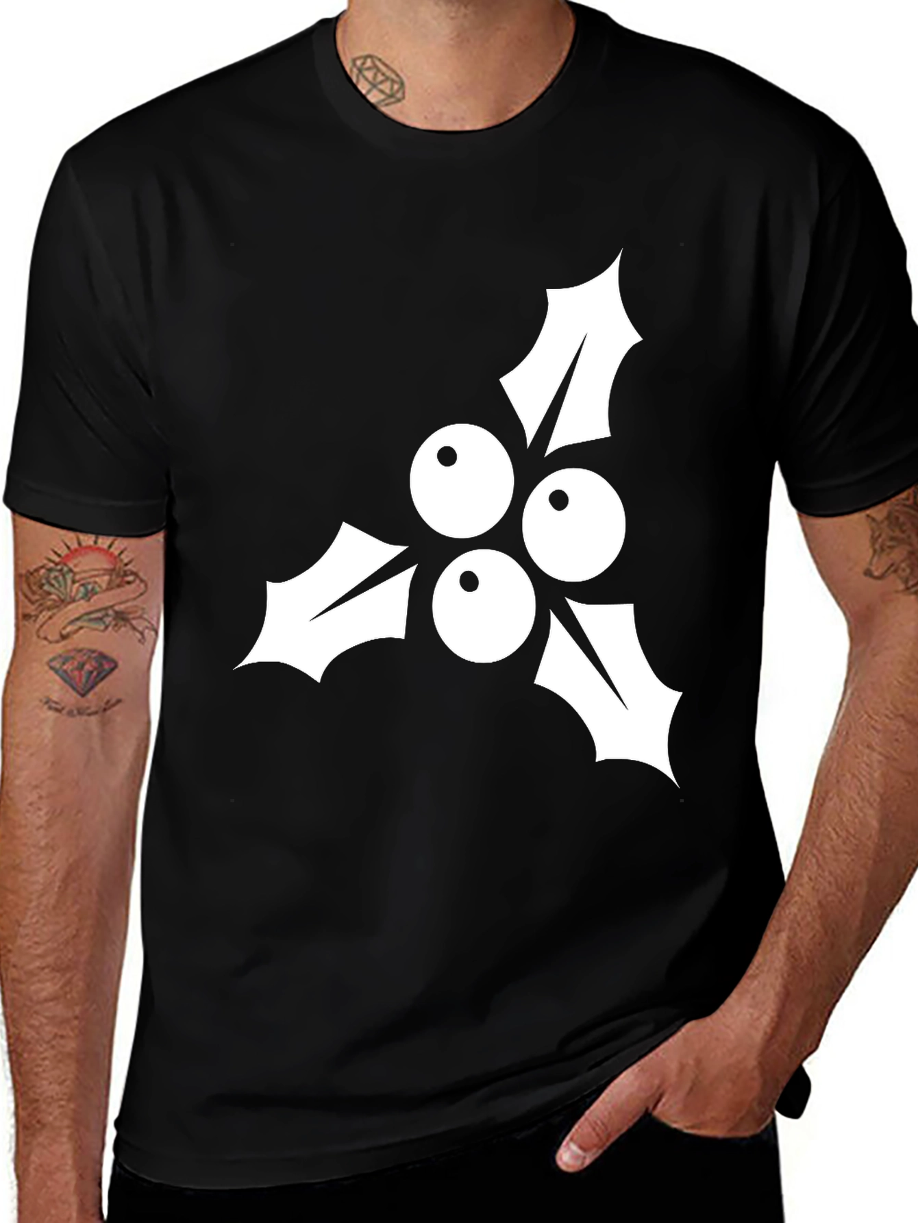 Holiday Holly Graphic Tee - Black T-Shirt