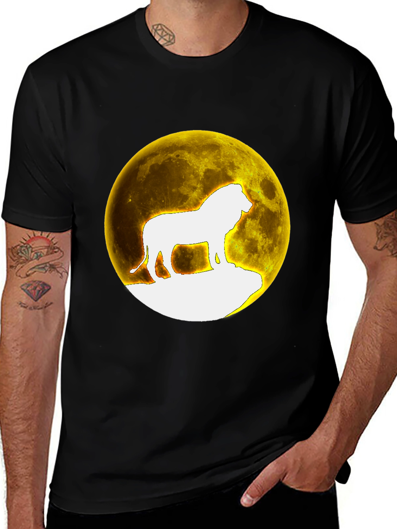 Lion King Moon Graphic Tee - Black