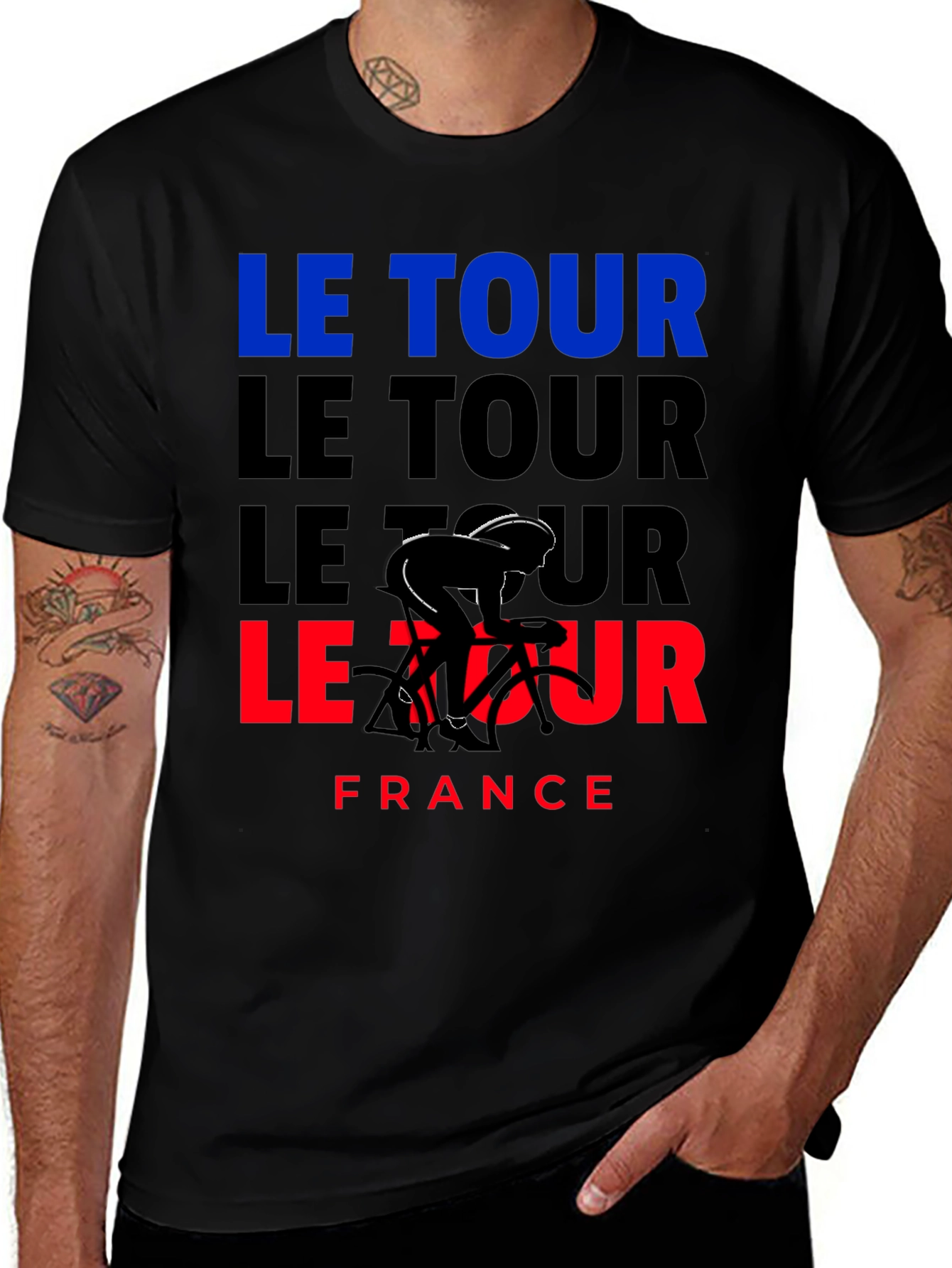 Variant 14 of Le Tour France Cycling T-Shirt - Black Graphic Tee