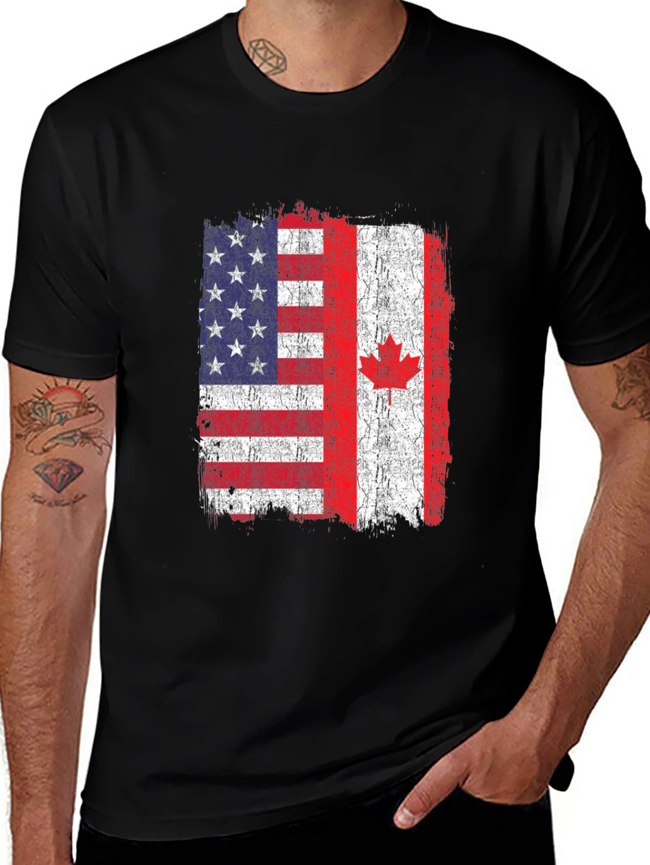 Variant 4 of USA Canada Flag Graphic T-Shirt