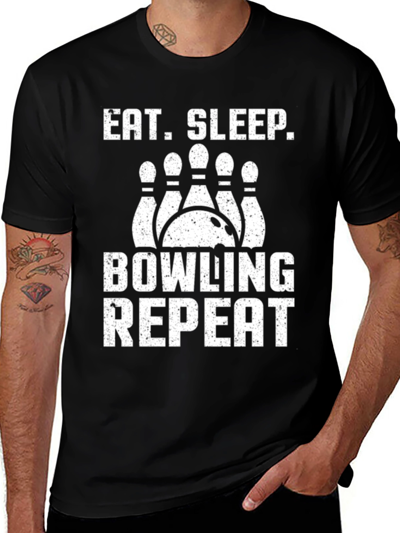 Variant 2 of Eat Sleep Bowling Repeat Graphic Tee