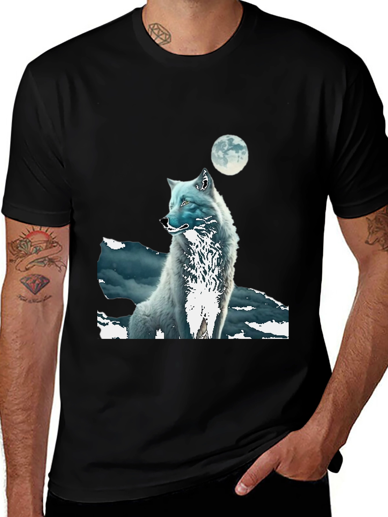 Variant 7 of Wolf Moon Graphic T-Shirt - Black