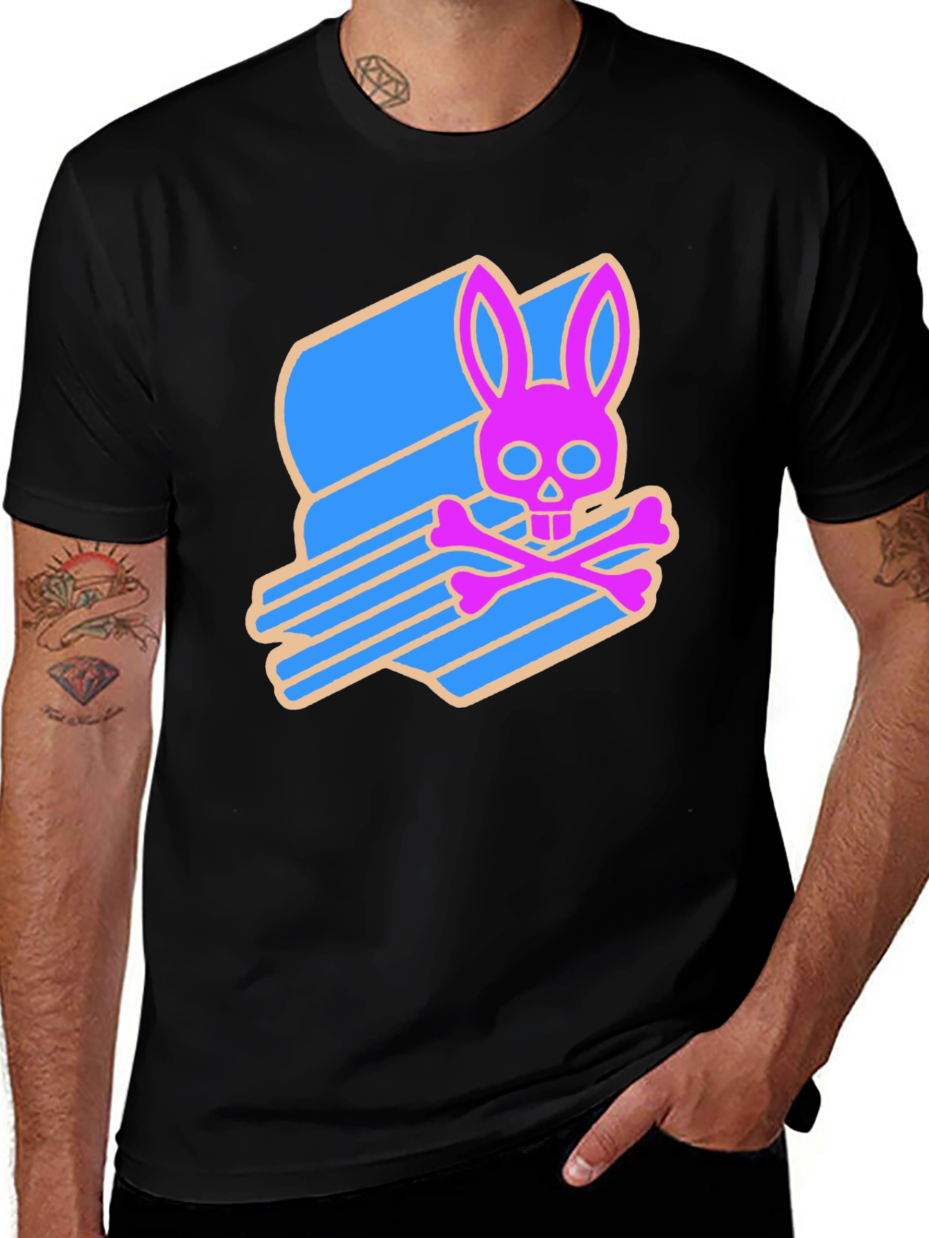Variant 10 of Edgy Bunny Skull Tee - Cool & Unique