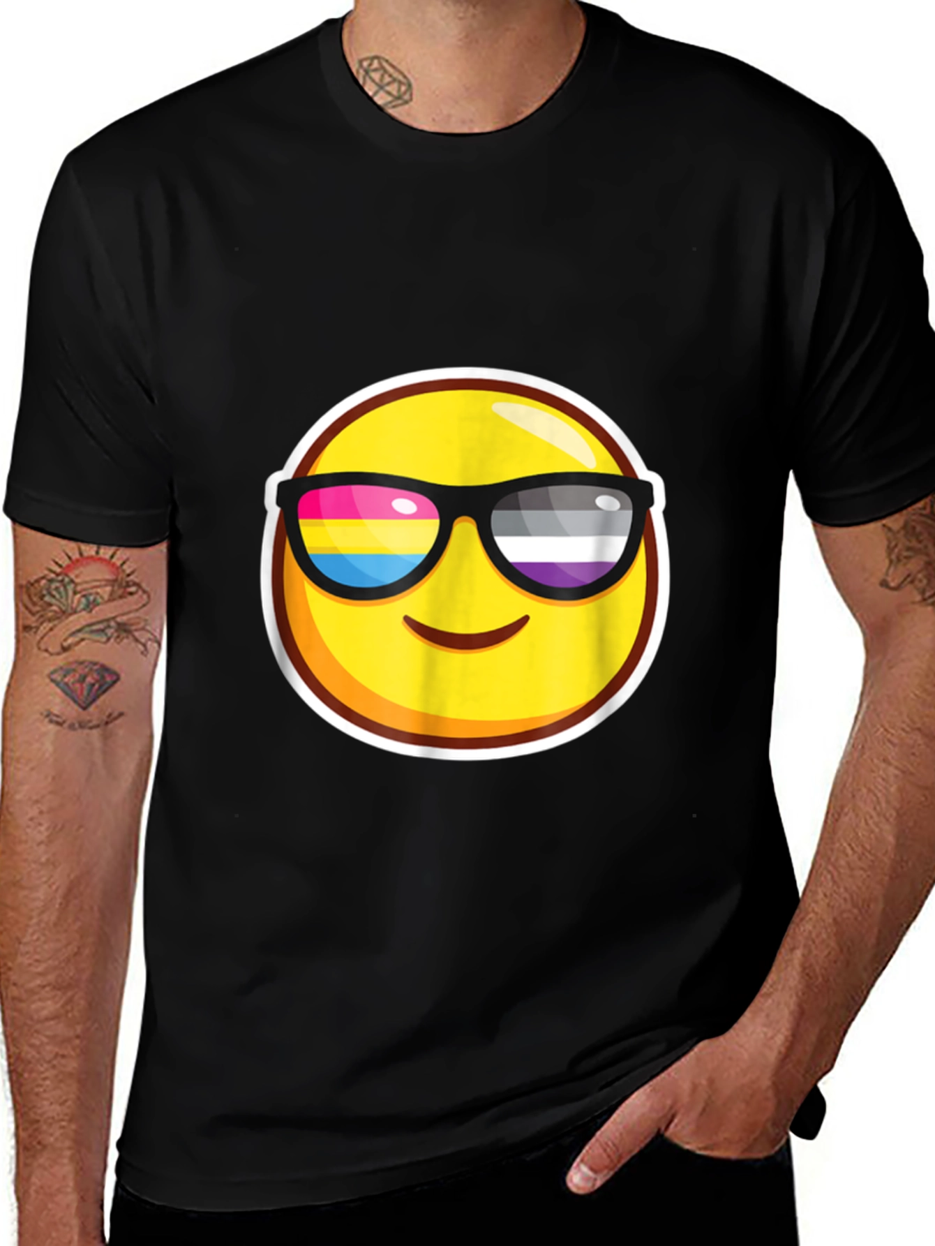 Variant 21 of Emoji Pride Sunglasses Black T-Shirt