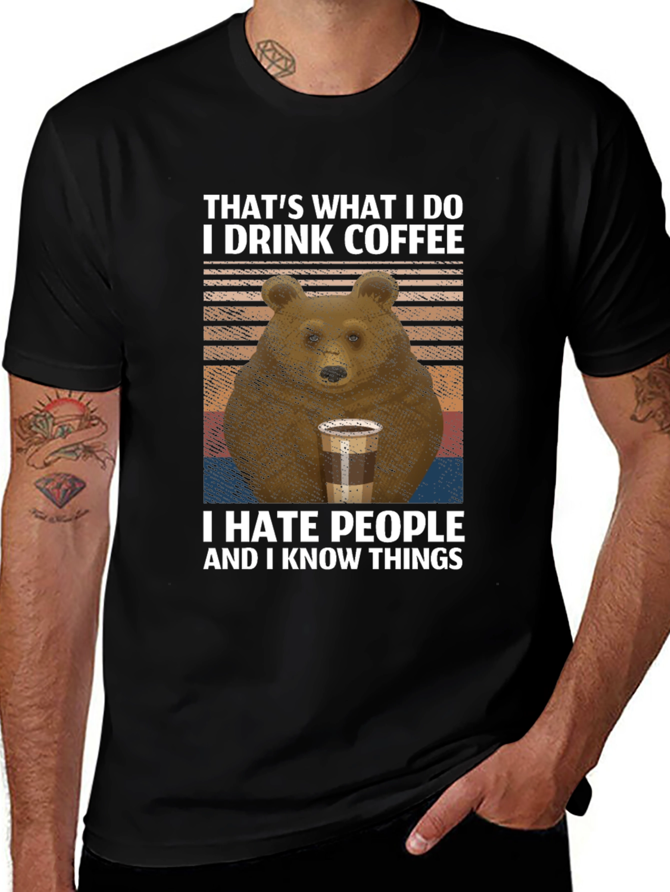 Coffee Loving Bear T-Shirt - I Hate People